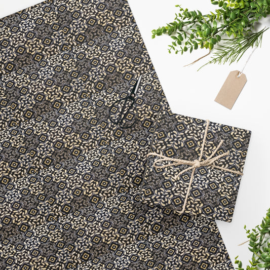 Black Floral Wrapping Paper