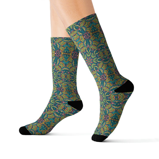 Mandala Green Sublimation Socks