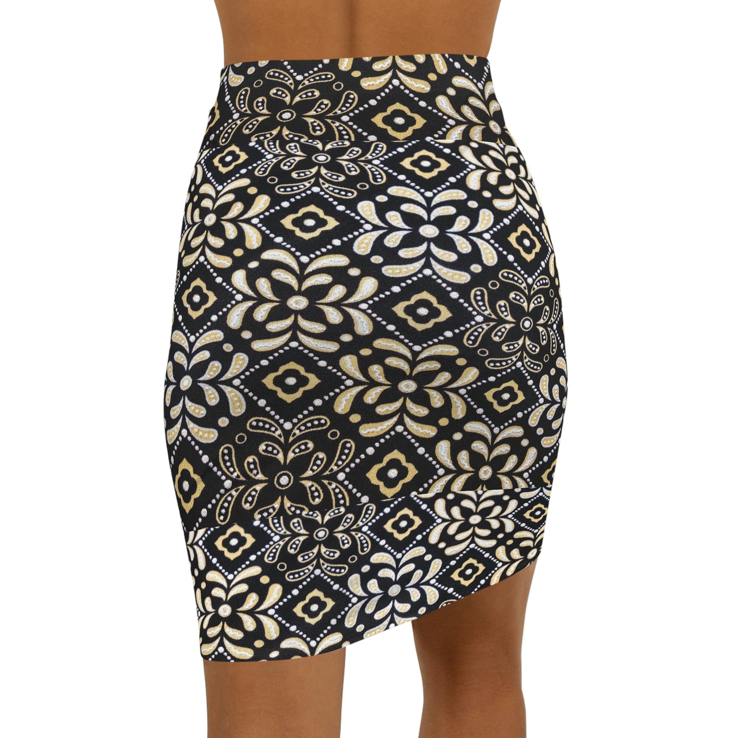 Black Floral Women's Mini Skirt