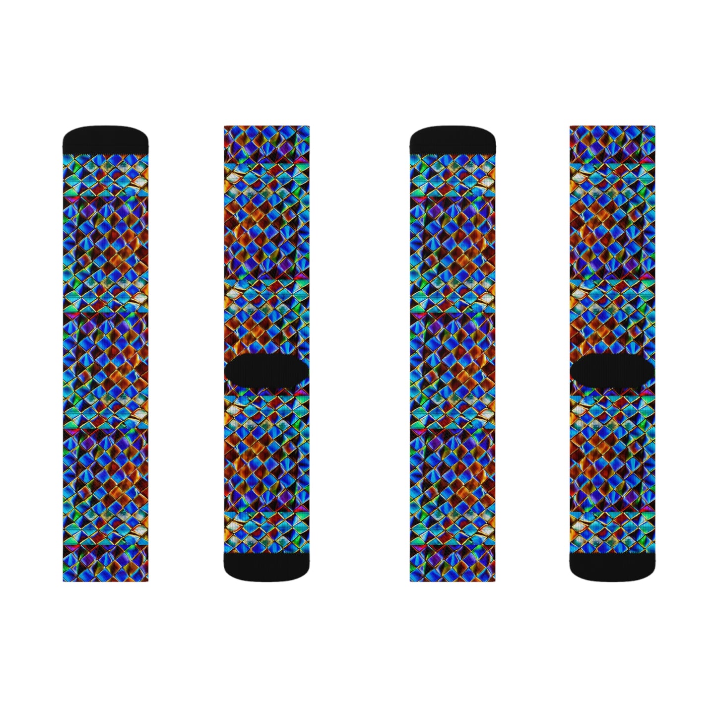 Mosaic Blue Sublimation Socks