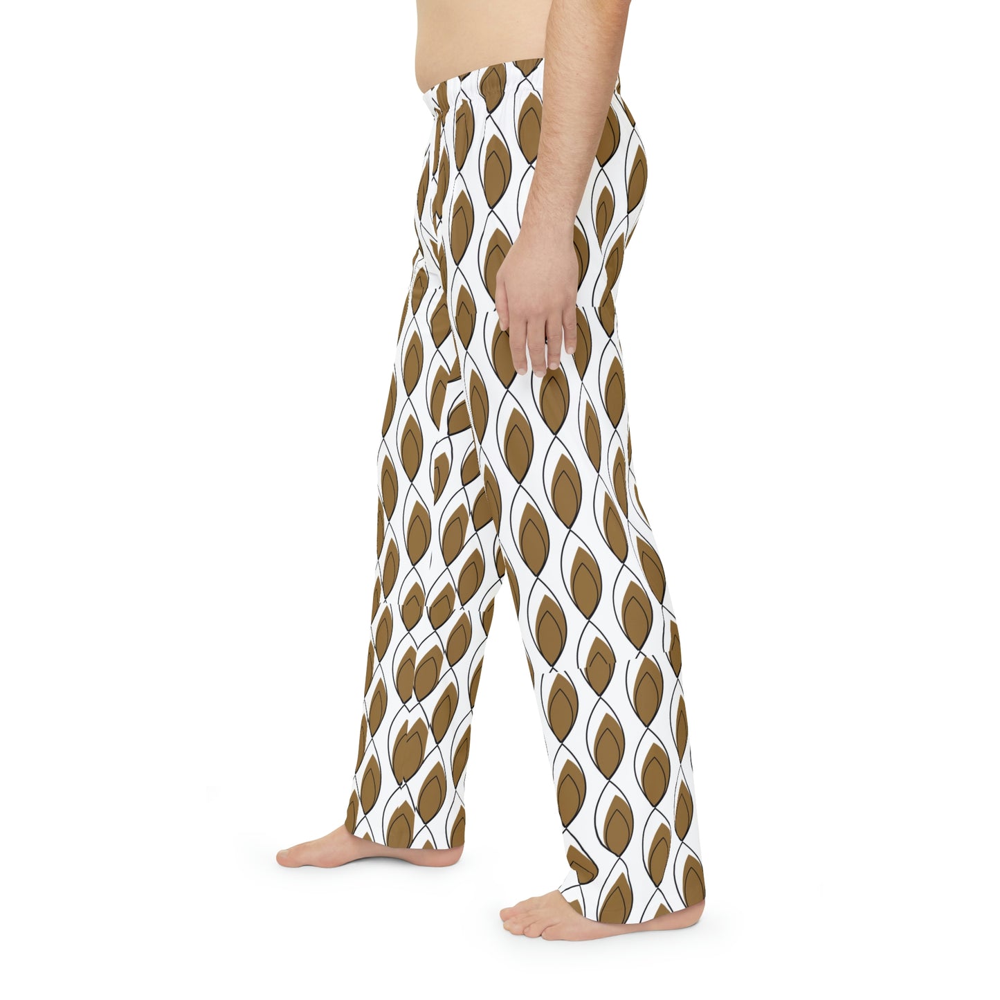 Brown White Men's Pajama Pants