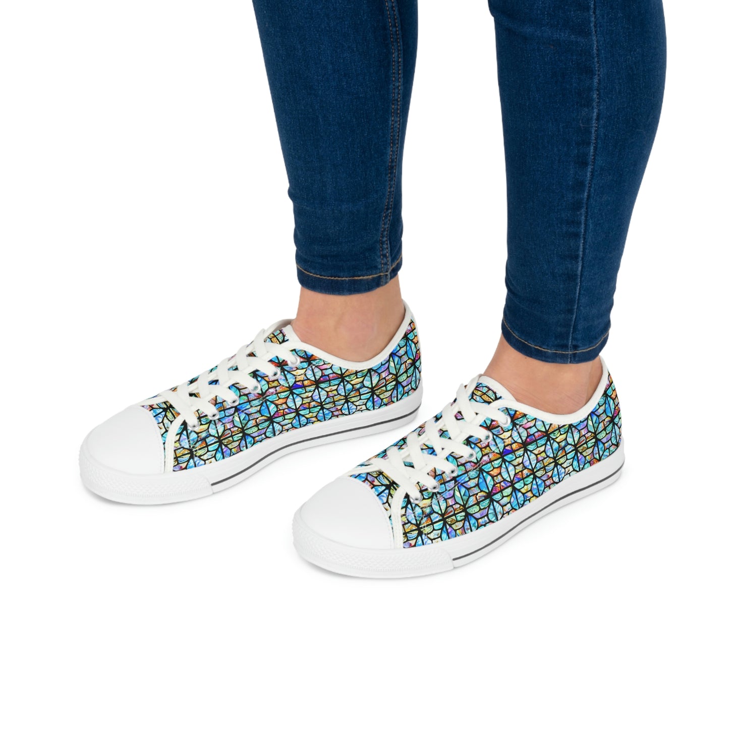 Mosaic Light Blue Women's Low Top Sneakers