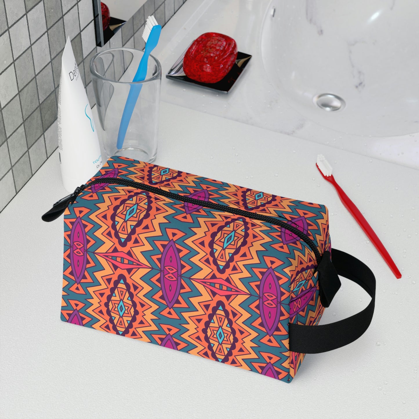 Orange Mandala Toiletry Bag