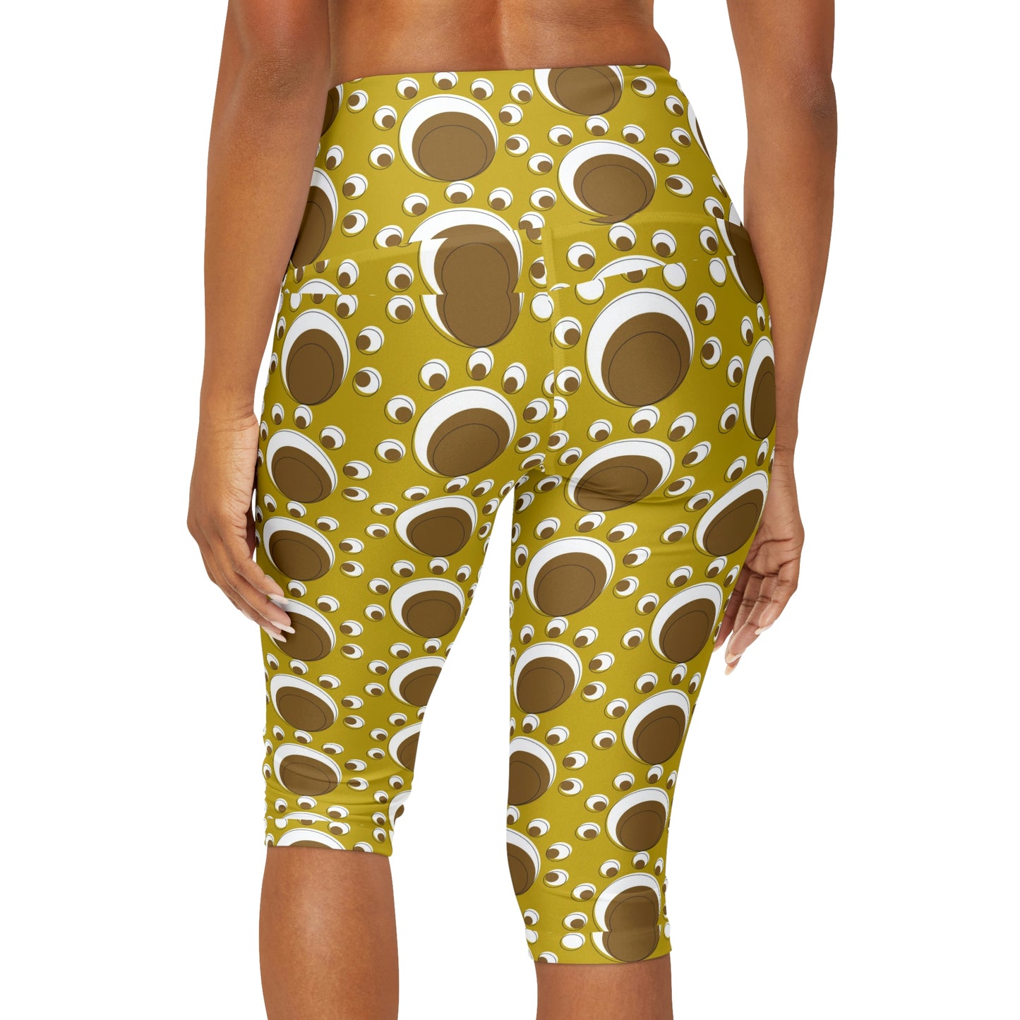 Brown Yellow Yoga Capri Leggings