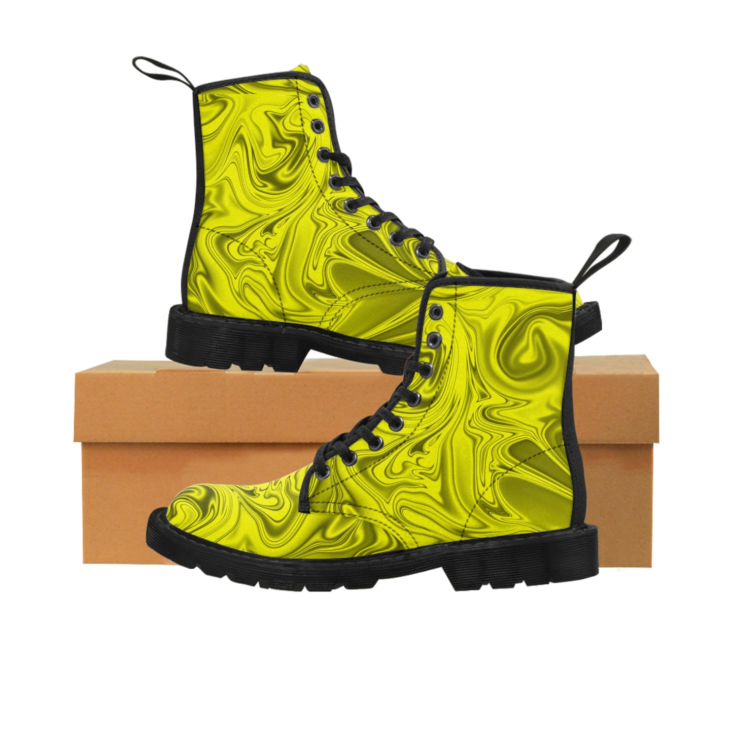 Marble Yellow Women's Canvas Boots