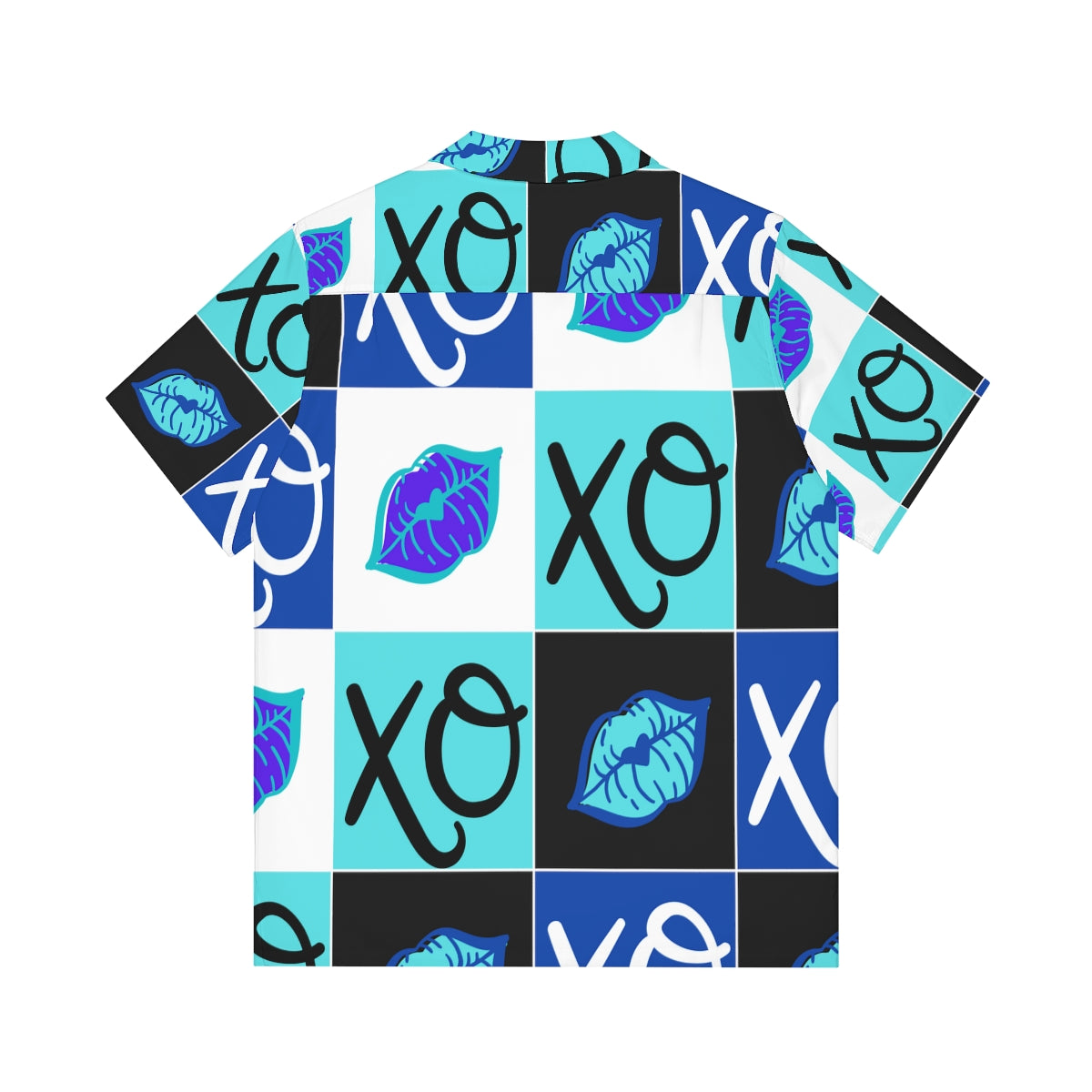 Hugs and Kisses Blue Men's Hawaiian Shirt