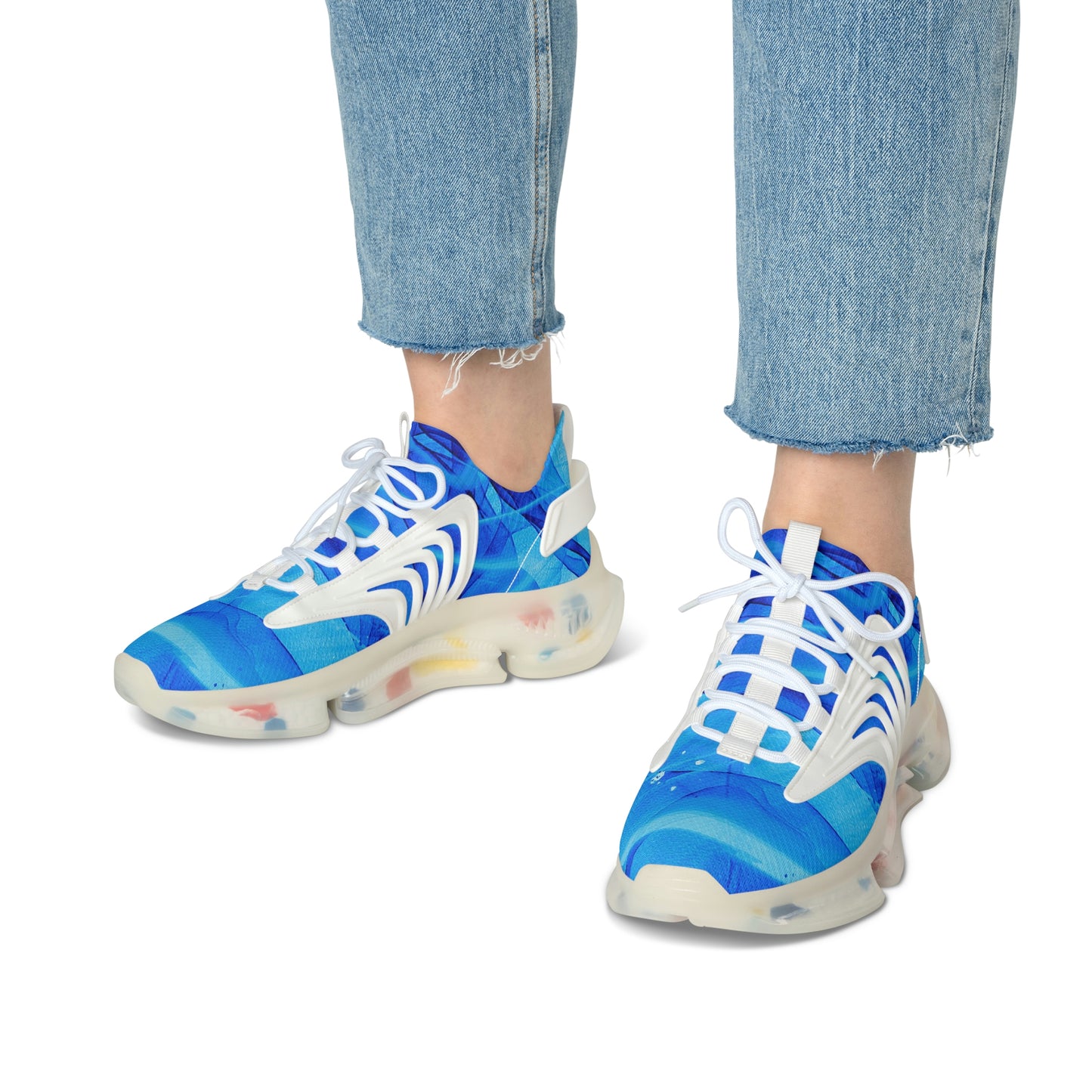 Marble Blue Women's Mesh Sneakers