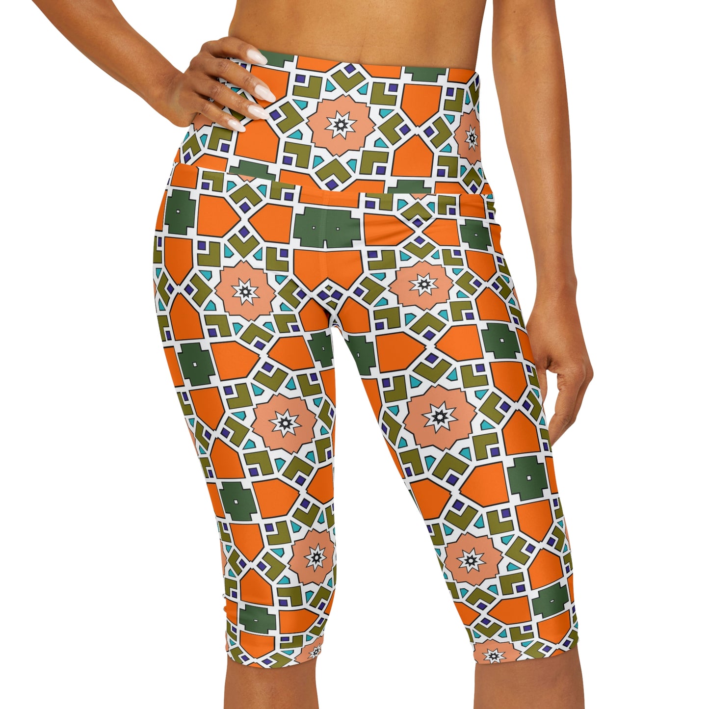 Orange Mix Yoga Capri Leggings