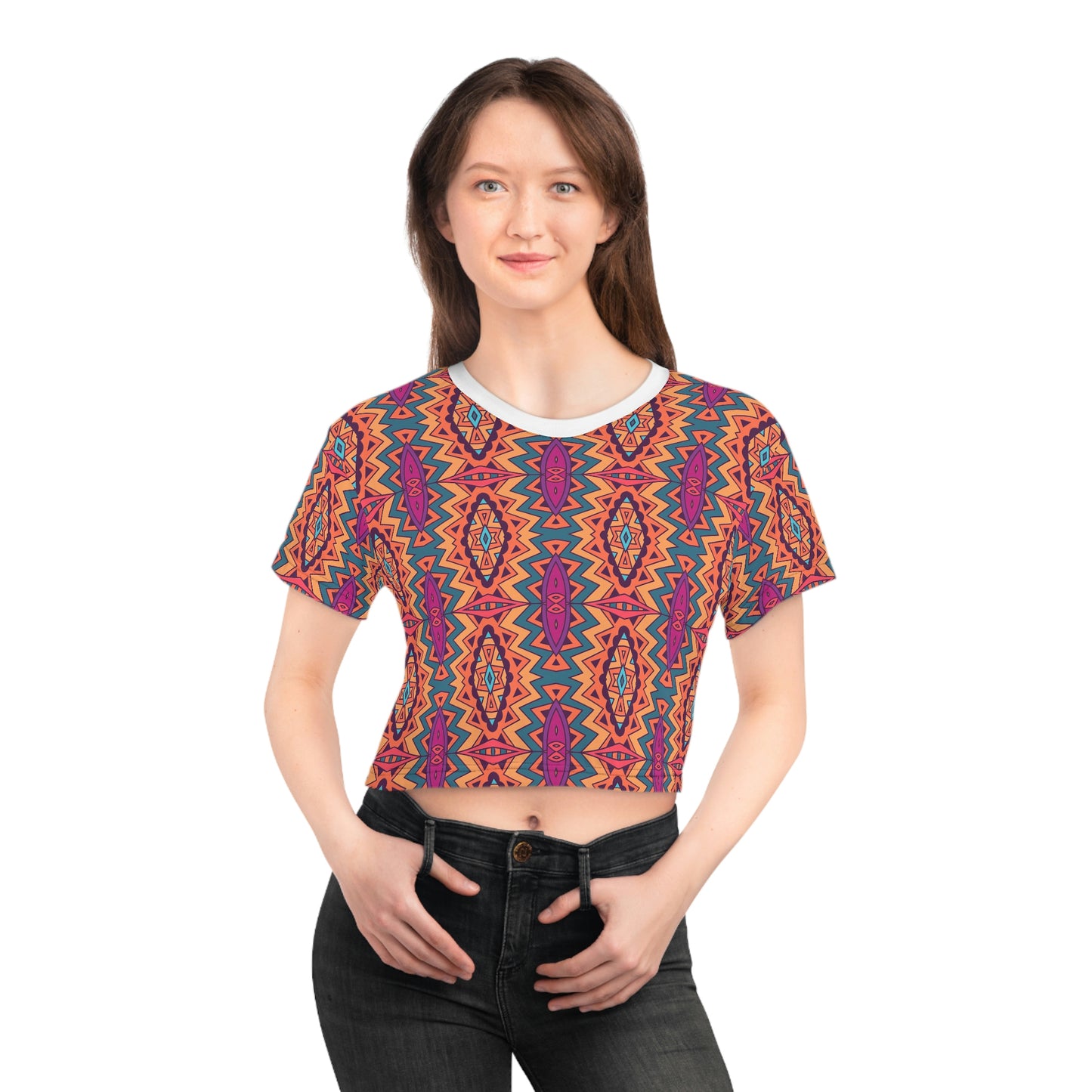 Mandala Orange Crop Tee