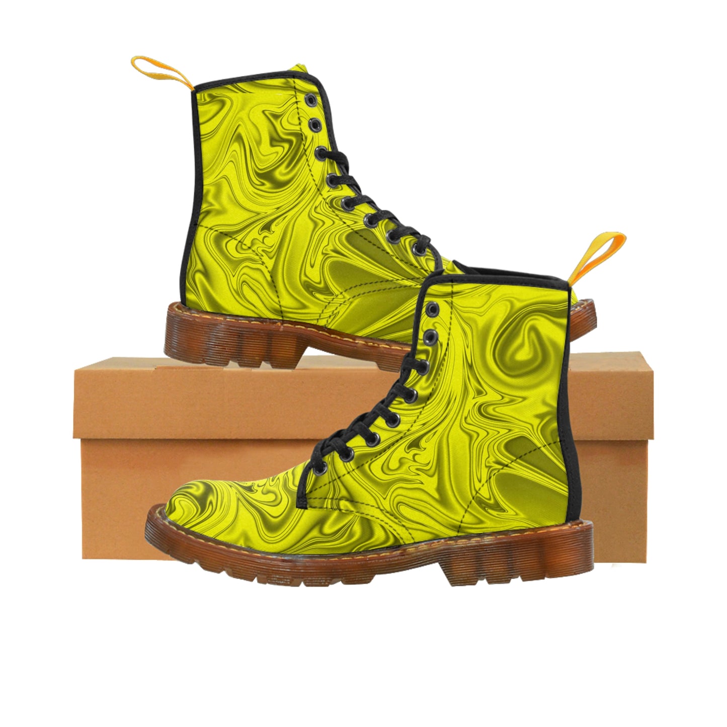 Marble Yellow Women's Canvas Boots