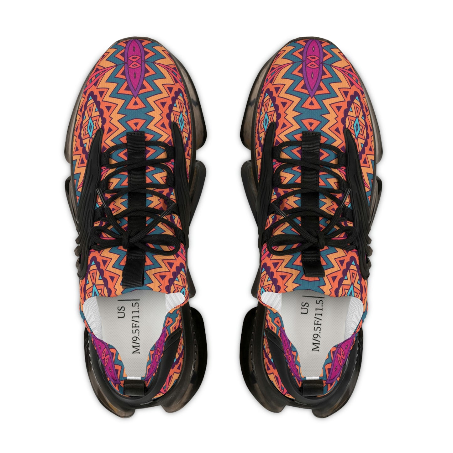 Orange Mandala Men's Mesh Sneakers