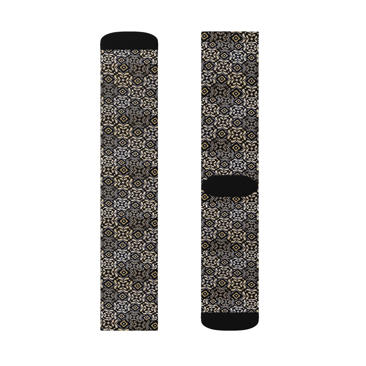 Black Floral Sublimation Socks