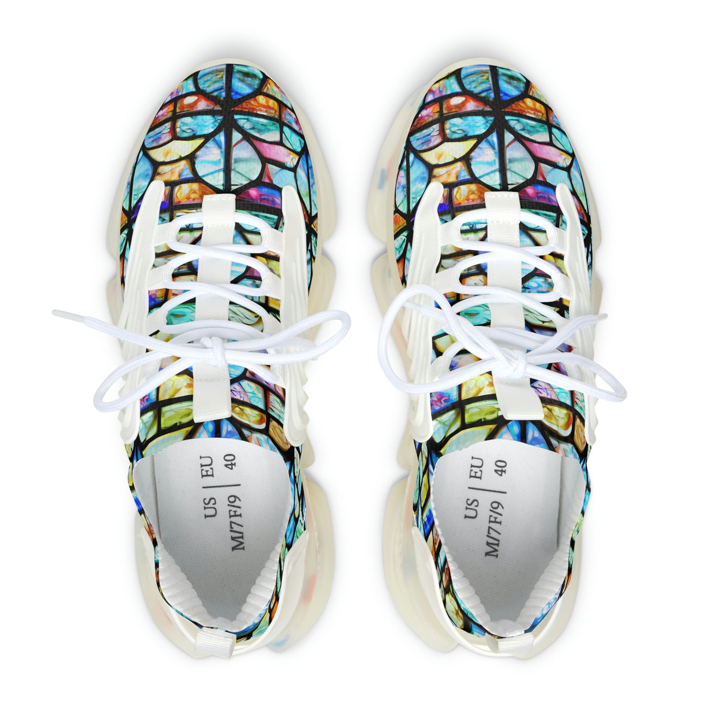 Mosaic Light Blue Women's Mesh Sneakers