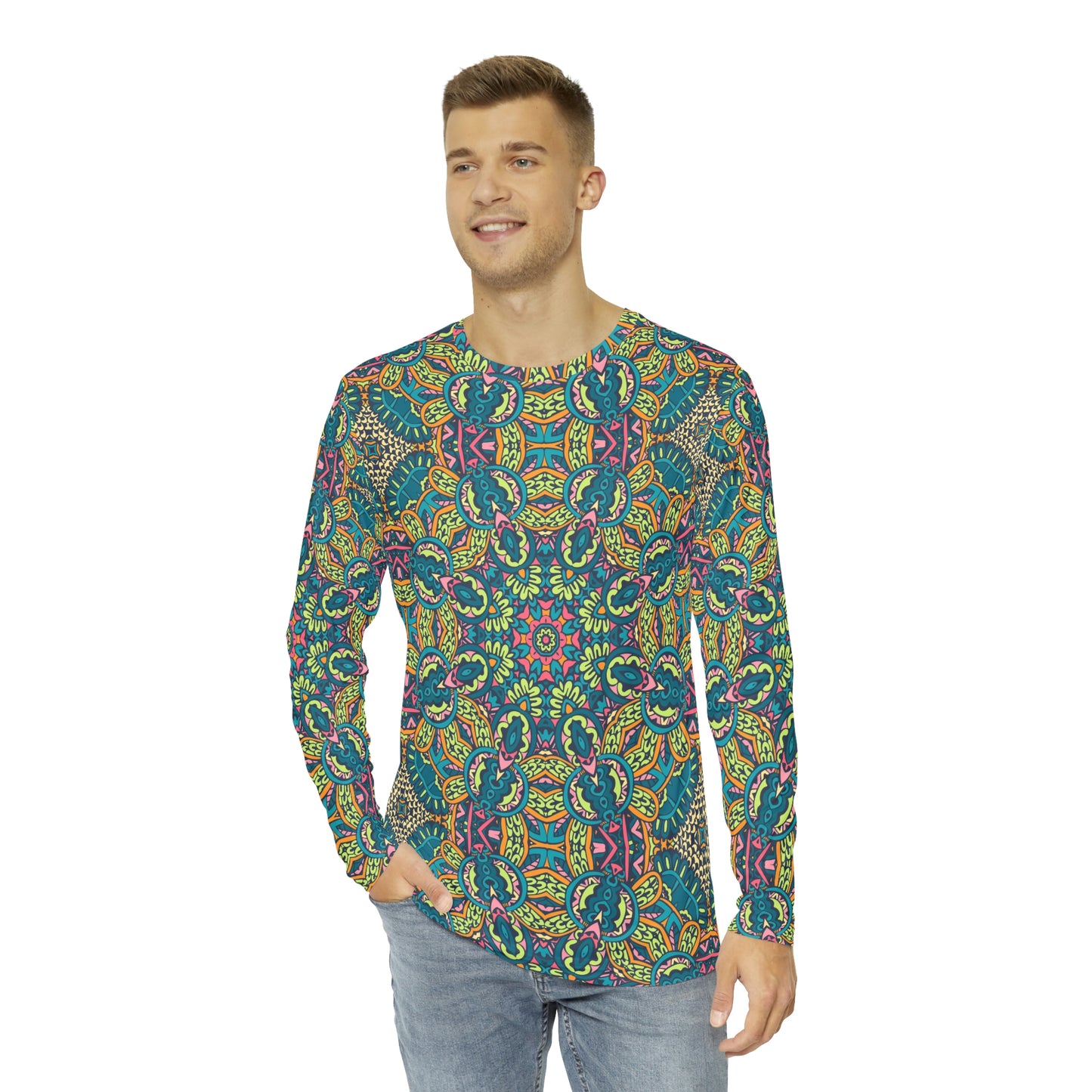 Mandala Green Men's Long Sleeve Shirt