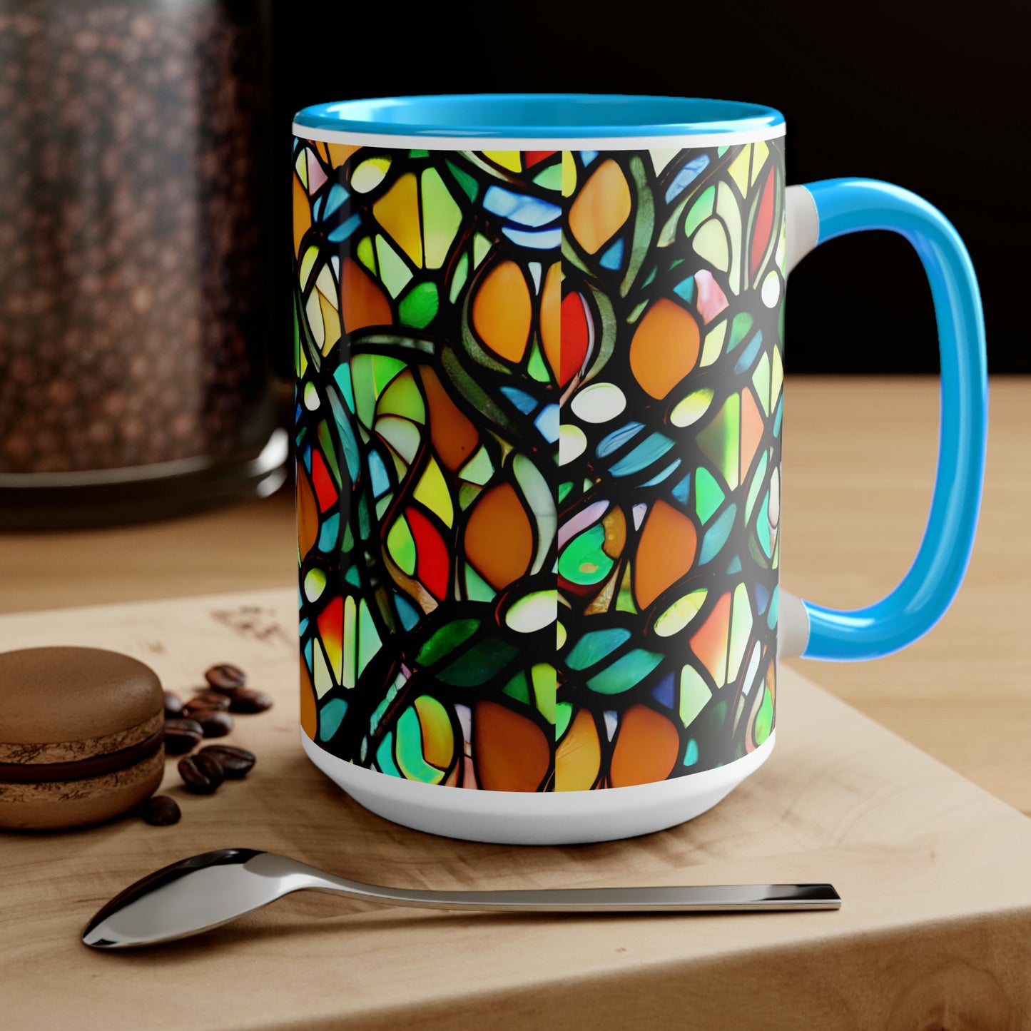 Mosaic Two-Tone Coffee Mugs, 15oz