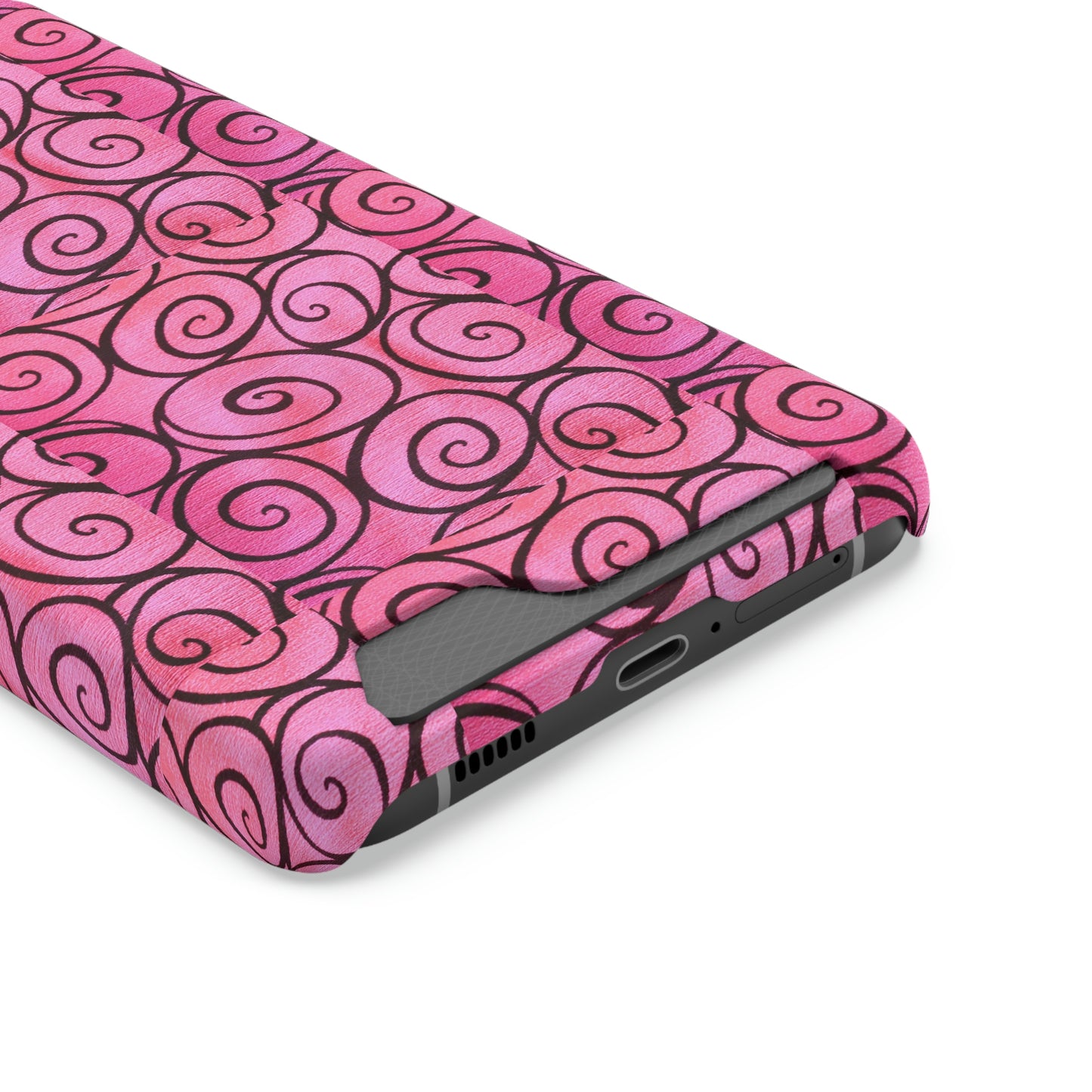 Pink Swirl Phone Case With Card Holder