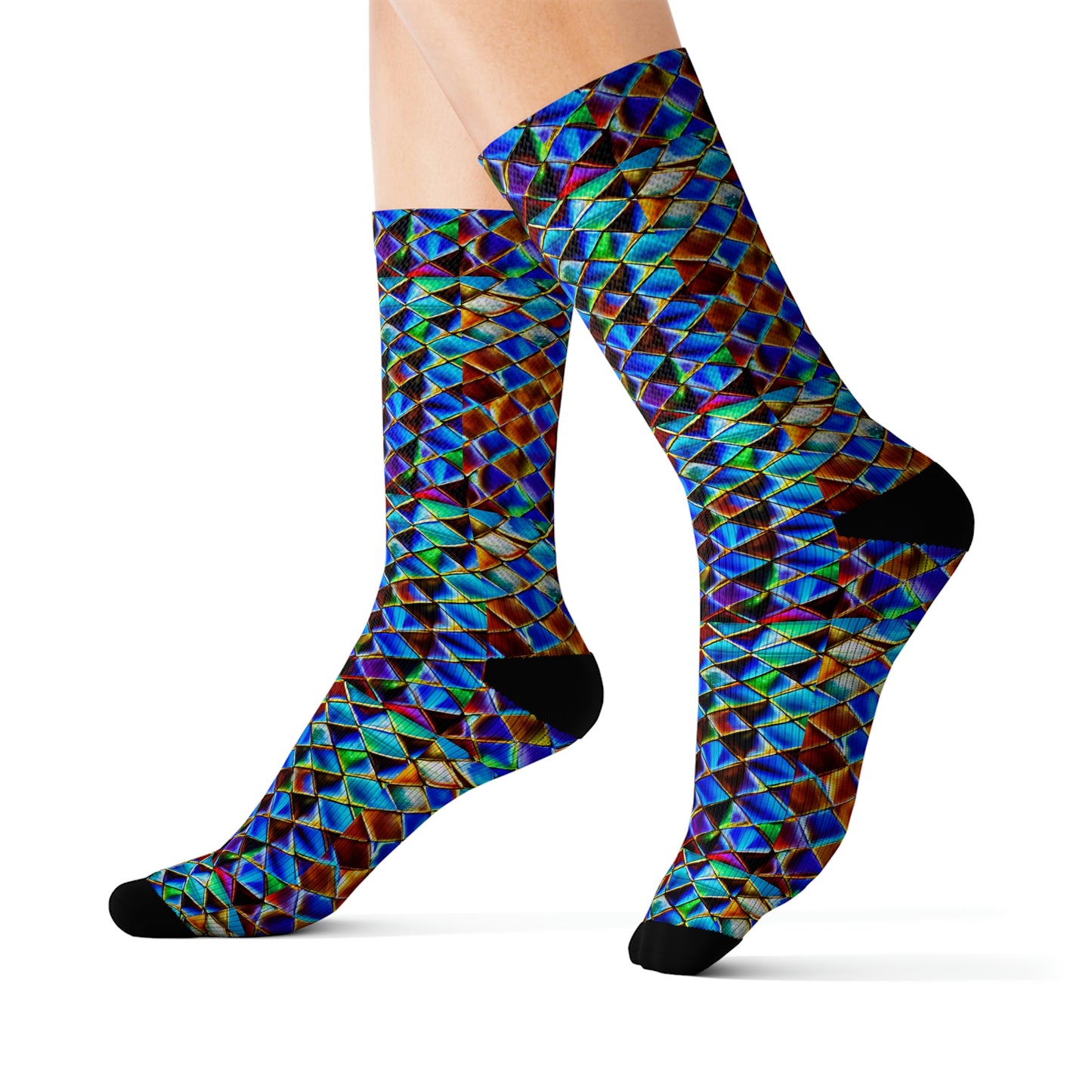 Mosaic Blue Sublimation Socks