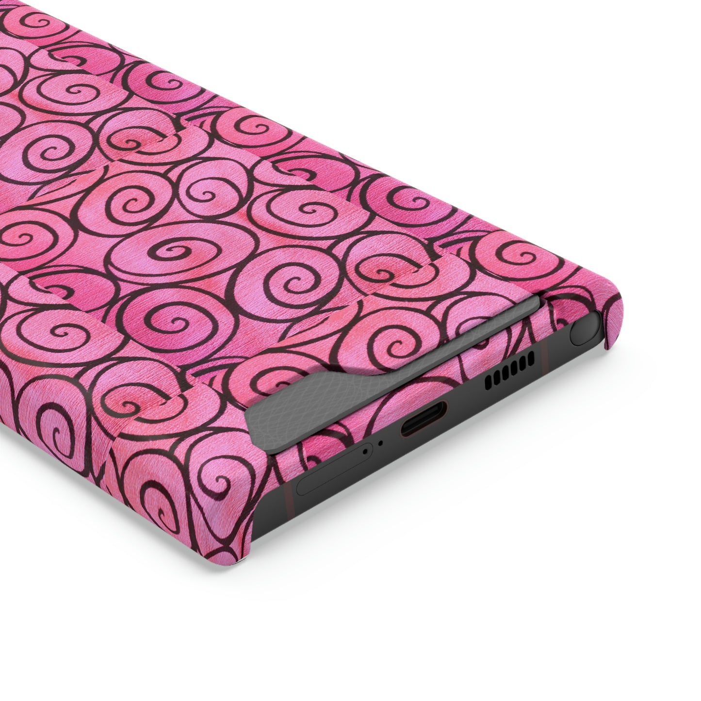 Pink Swirl Phone Case With Card Holder