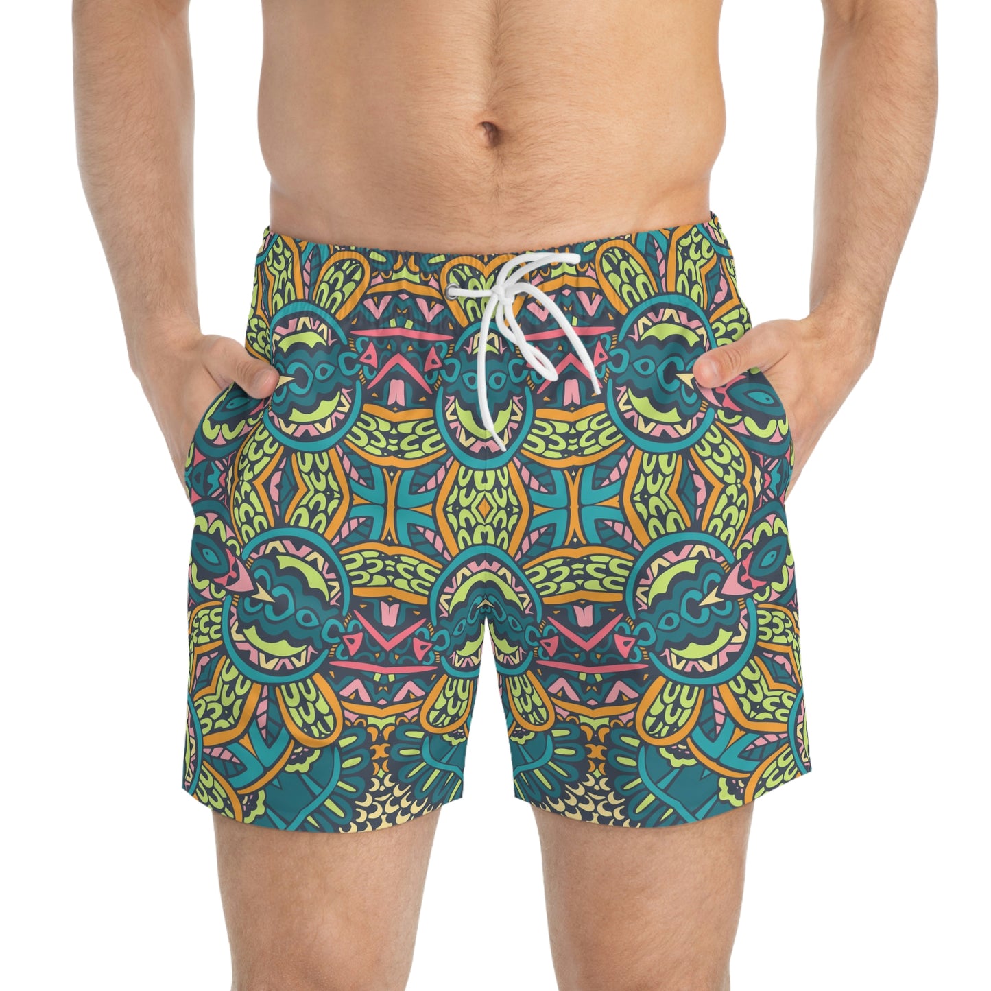 Mandala Green Swim Trunks