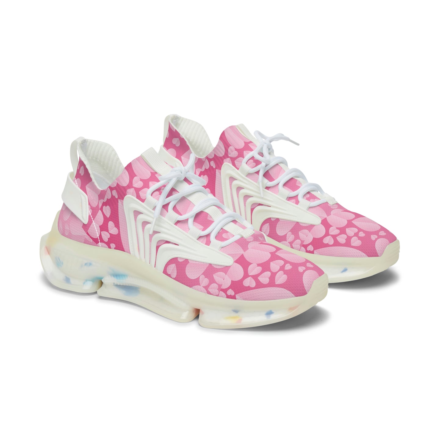 Light Pink Hearts Women's Mesh Sneakers