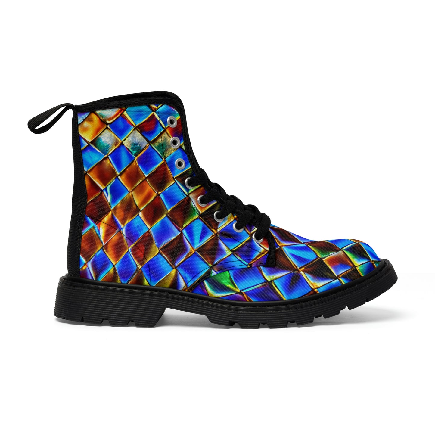 Mosaic Blue Women's Canvas Boots