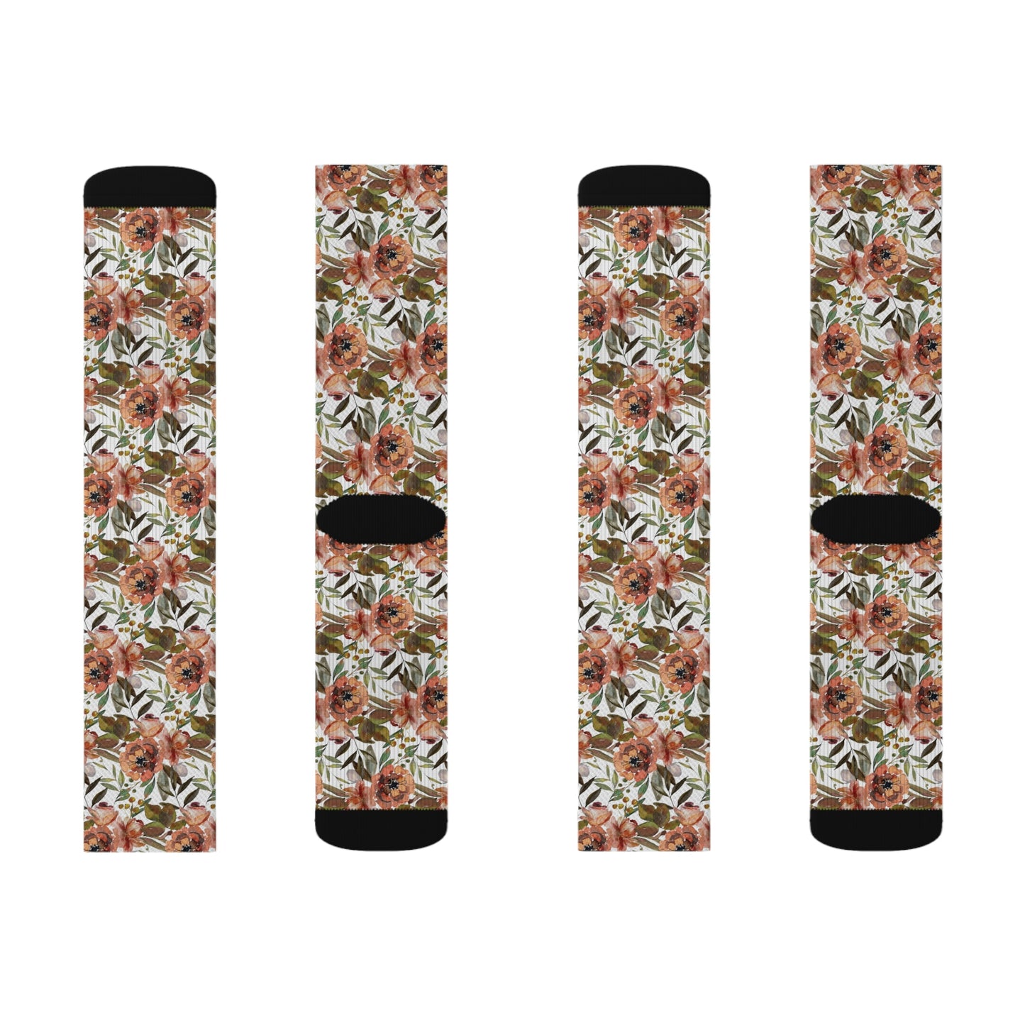 Brown Flower Sublimation Socks