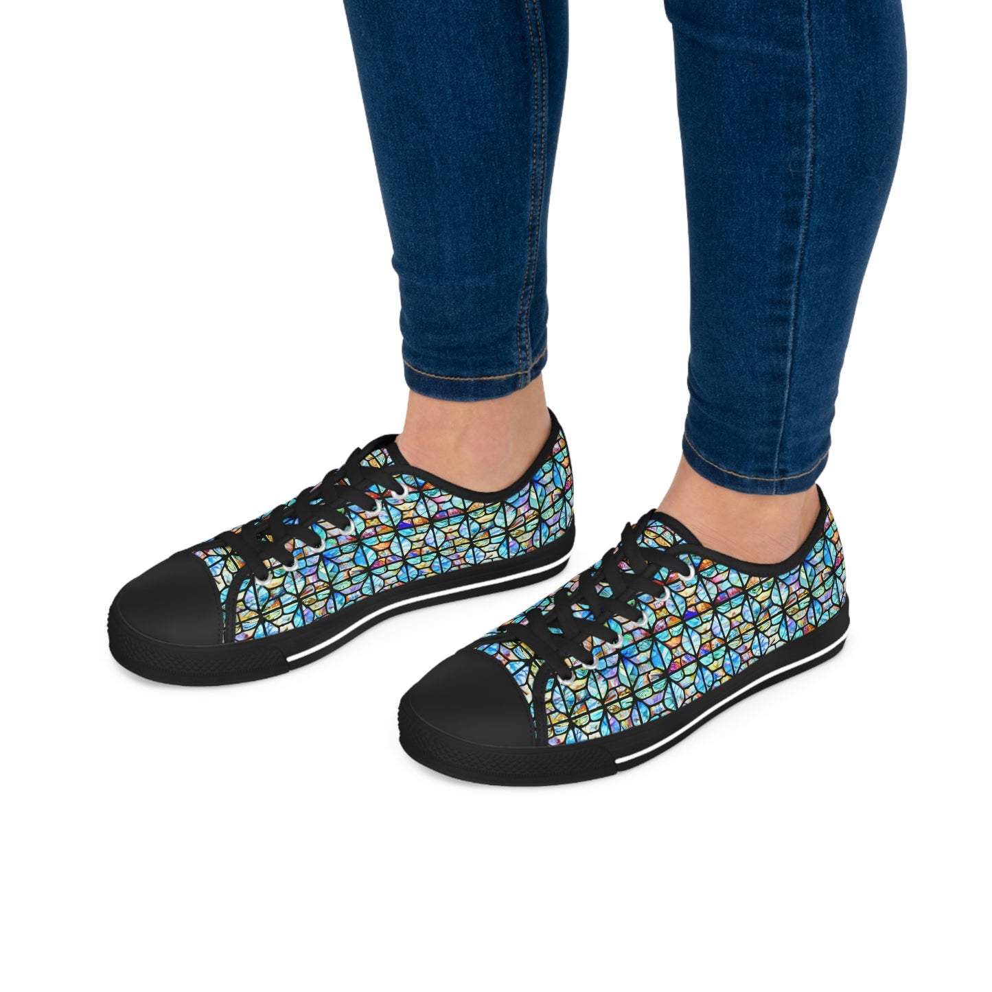 Mosaic Light Blue Women's Low Top Sneakers