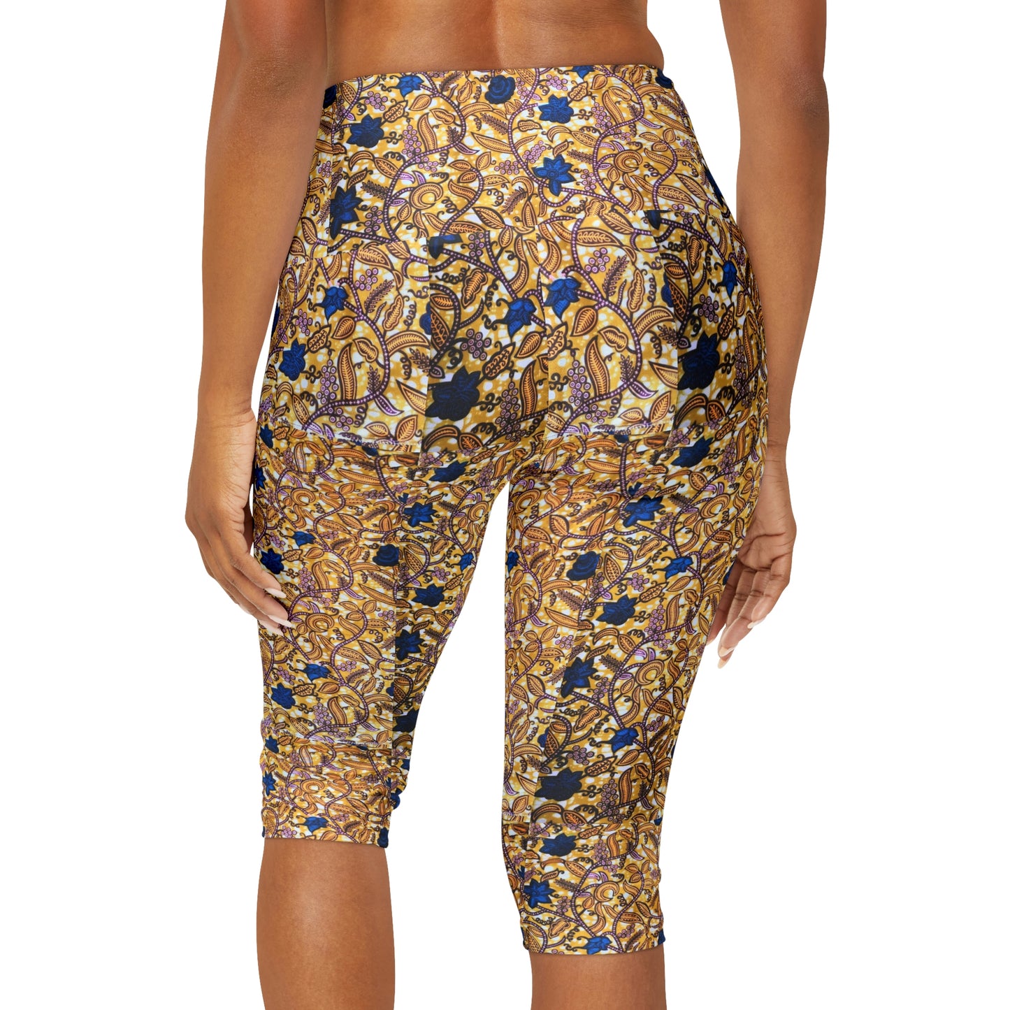 Flower African Yoga Capri Leggings