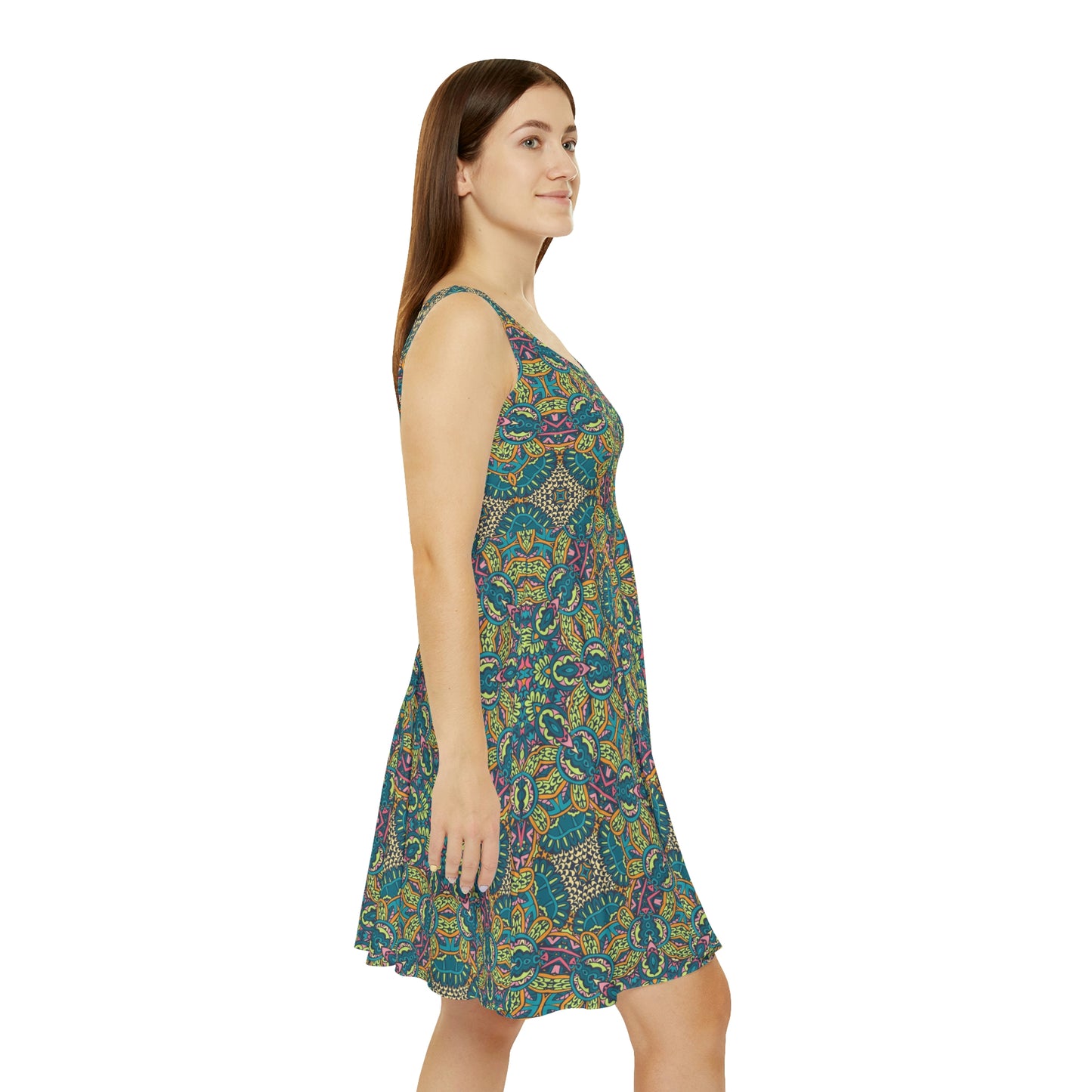 Mandala Green Women's Skater Dress