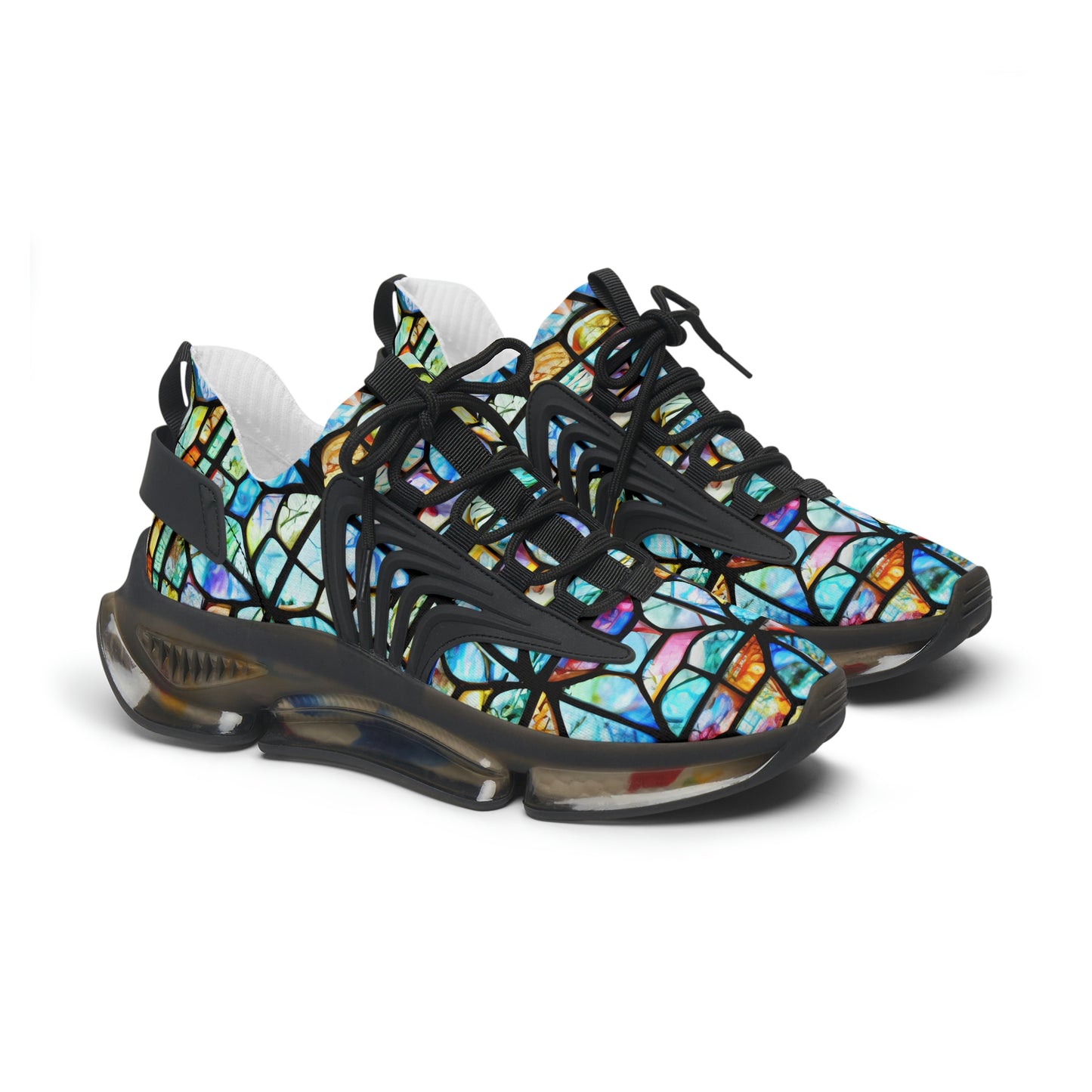 Mosaic Light Blue Women's Mesh Sneakers