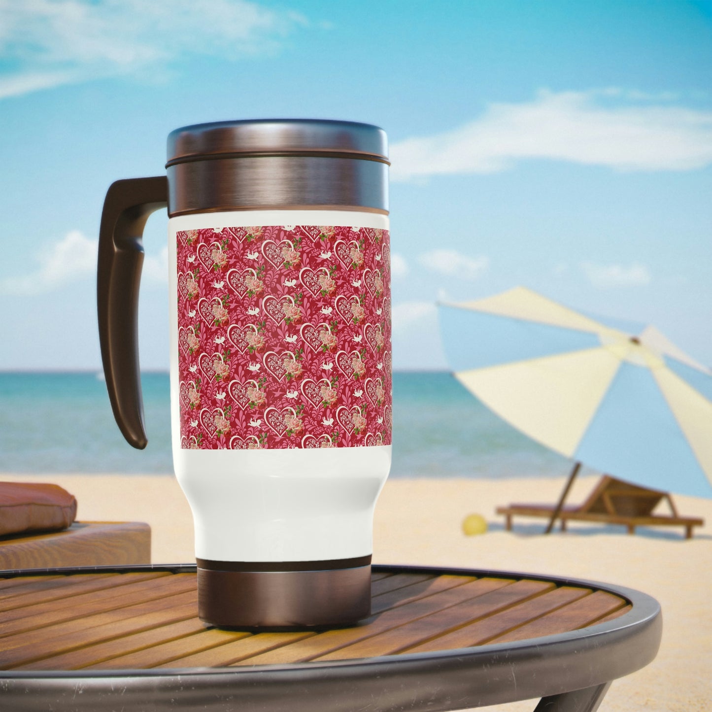 Valentine Stainless Steel Travel Mug with Handle, 14oz