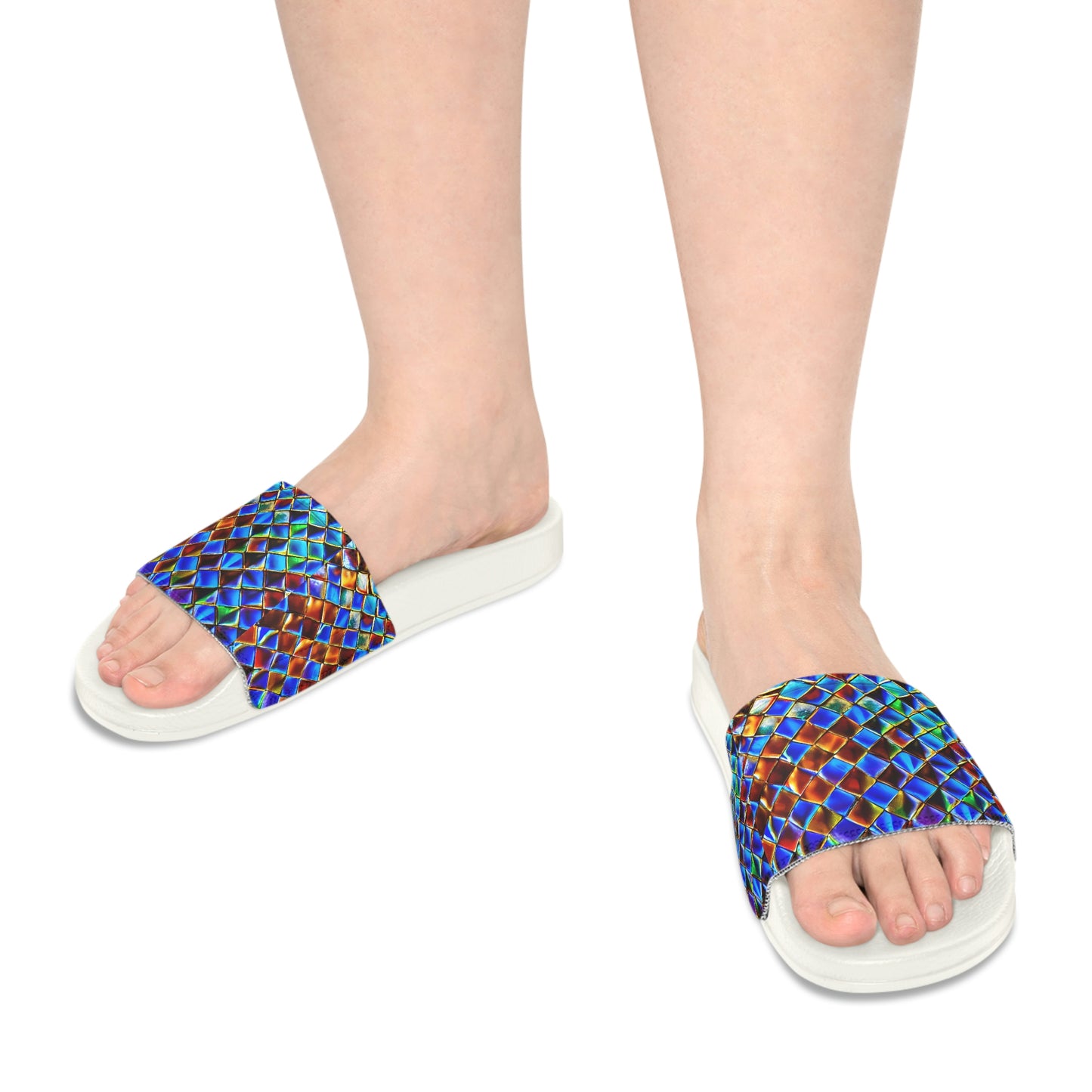 Mosaic Blue Women's Slide Sandals