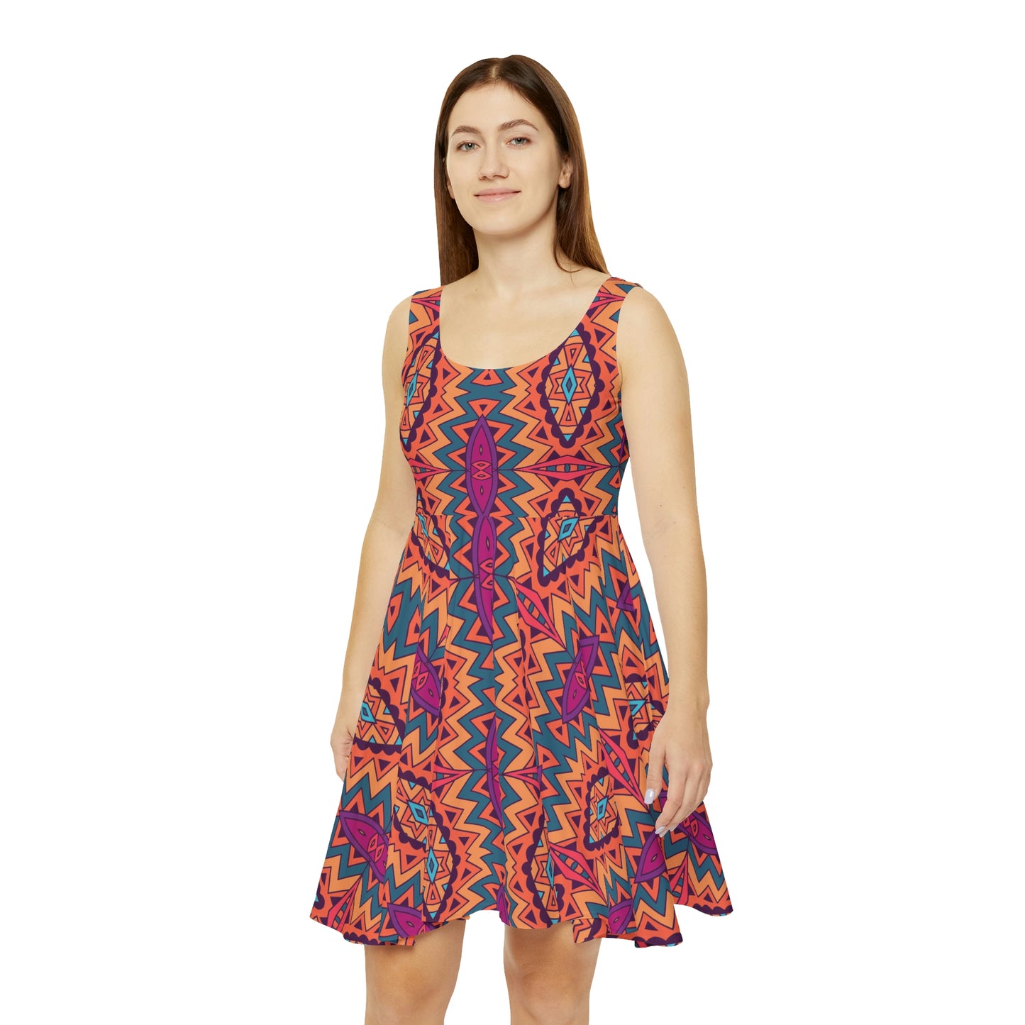 Mandala  Orange Women's Skater Dress