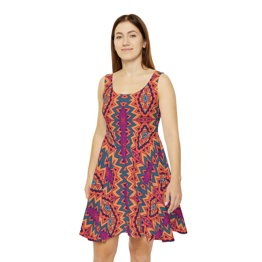 Mandala  Orange Women's Skater Dress