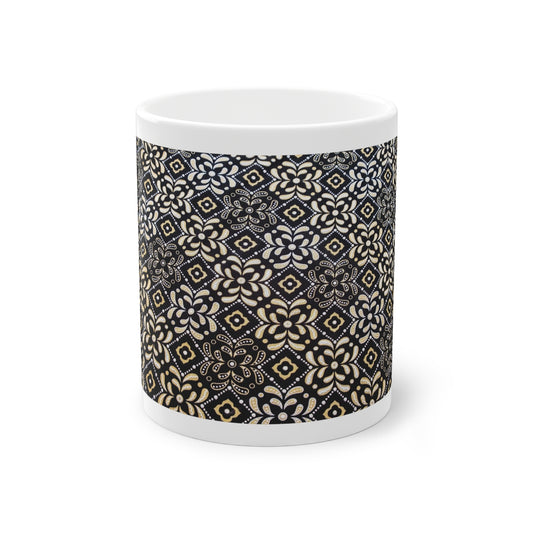 Black Floral Standard Mug, 11oz