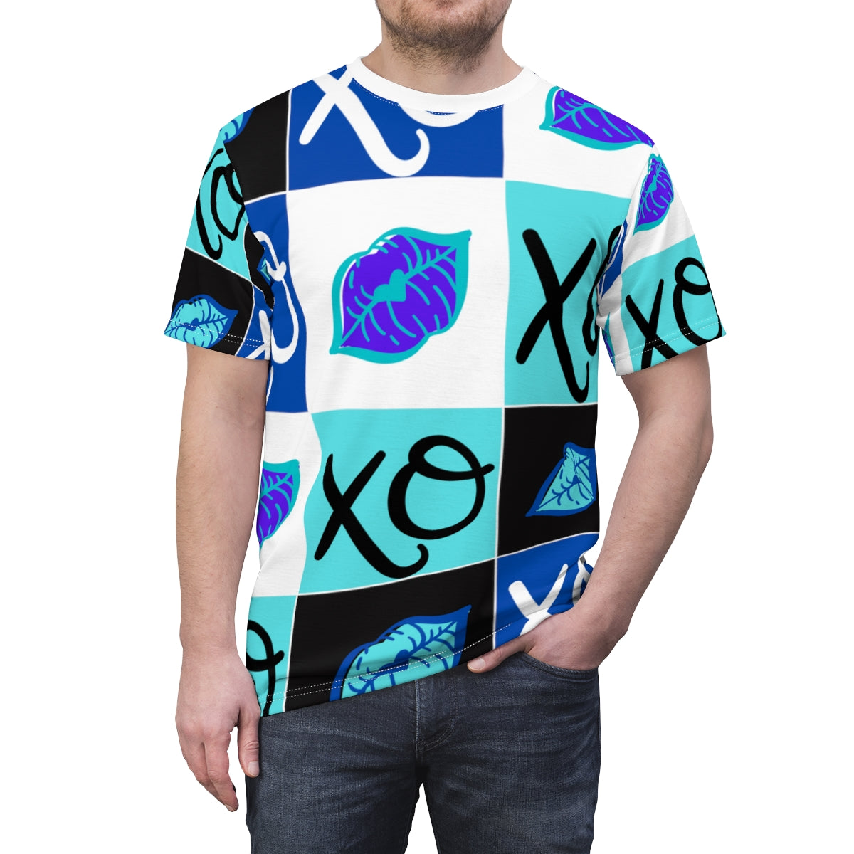 Hugs and Kisses Blue Unisex Cut & Sew Tee