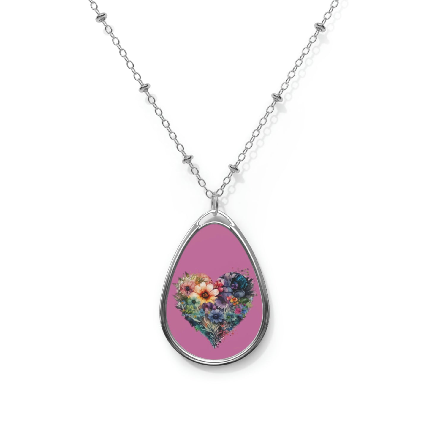 Heart Floral Oval Necklace