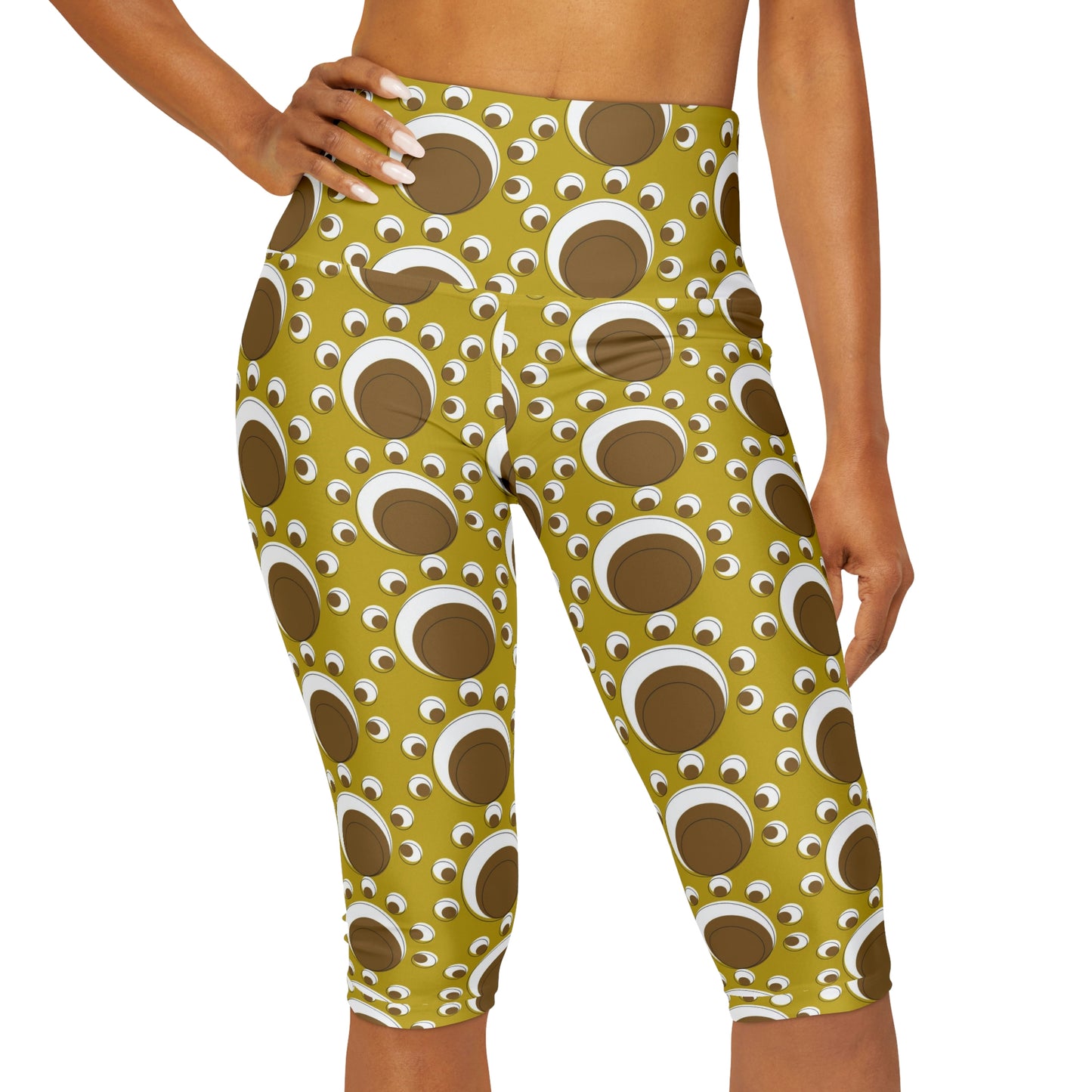 Brown Yellow Yoga Capri Leggings