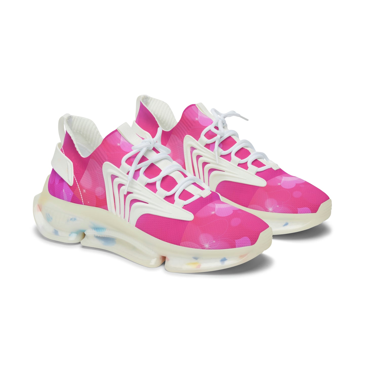 Pink Heart Women's Mesh Sneakers