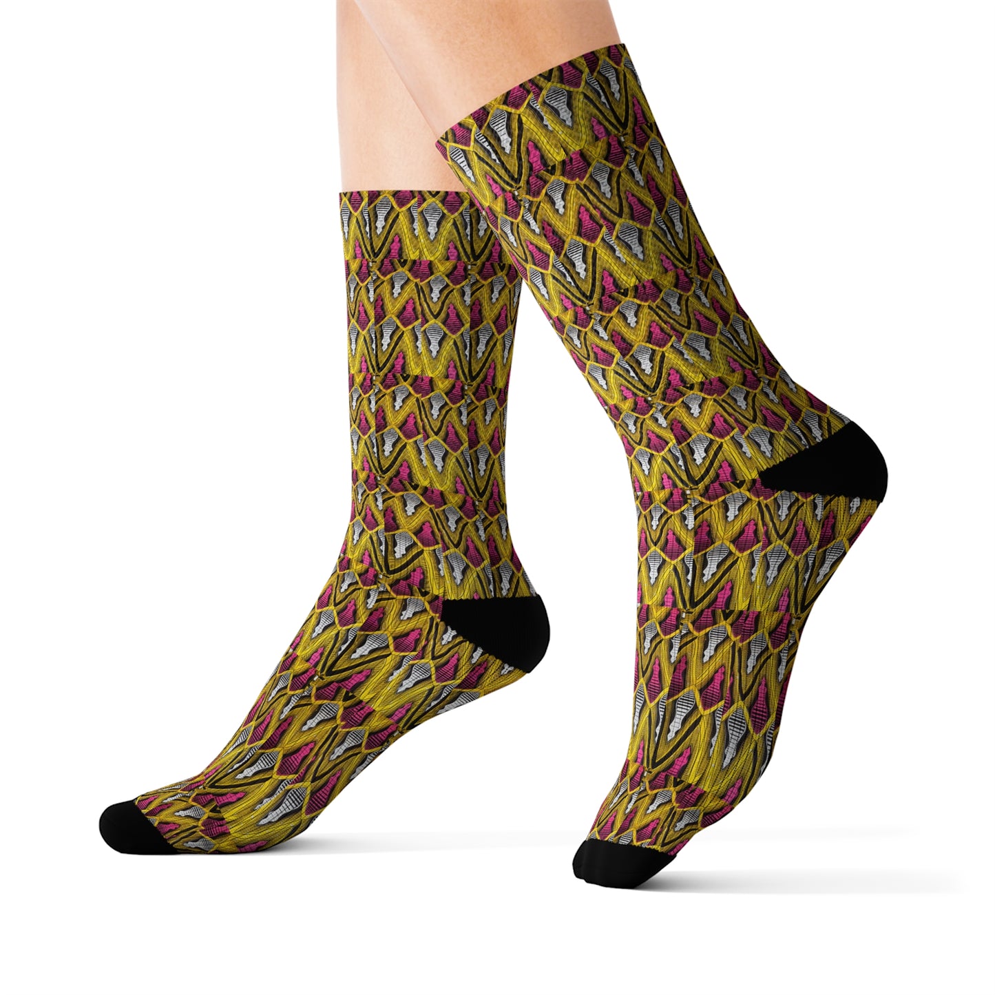 Yellow Pink African Sublimation Socks