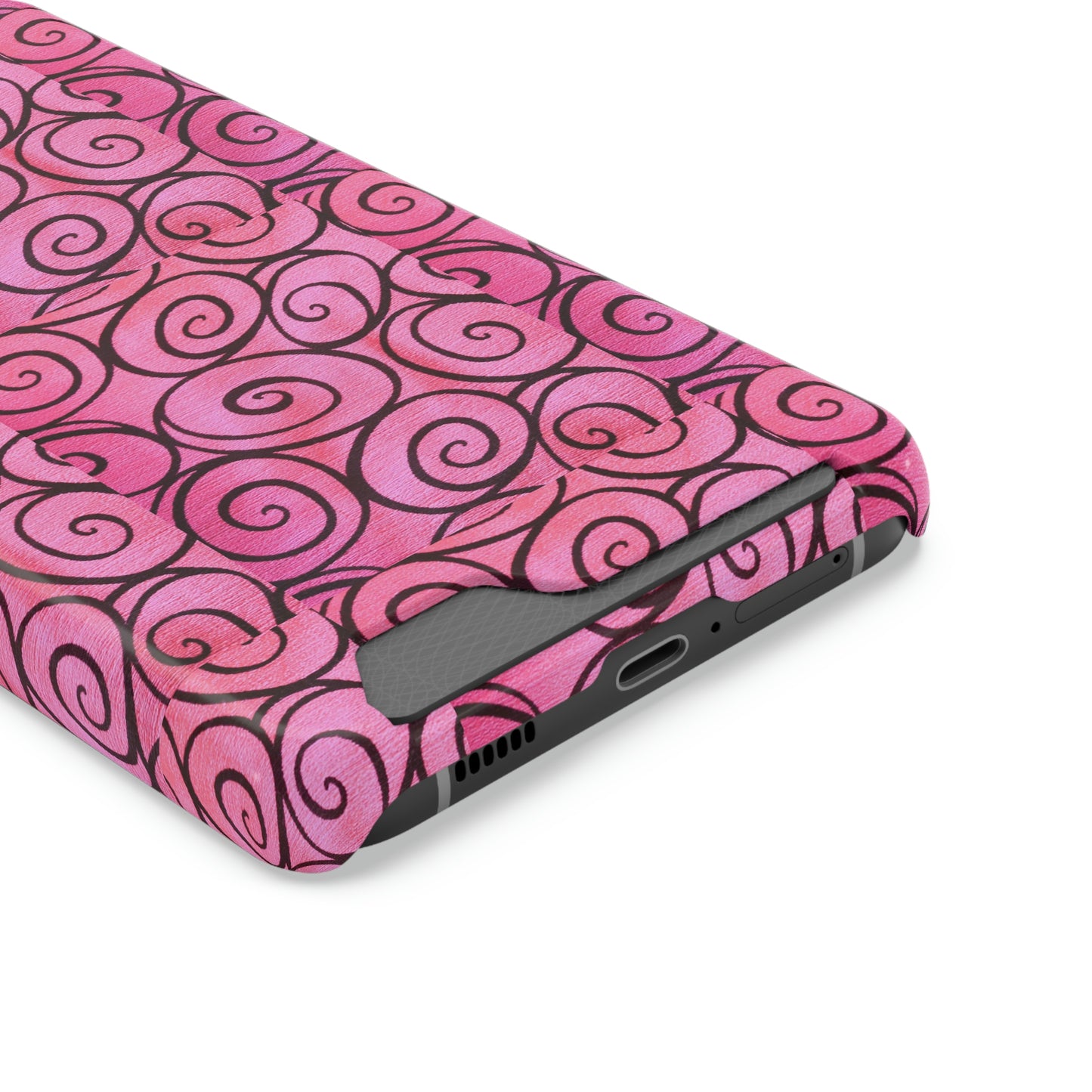 Pink Swirl Phone Case With Card Holder