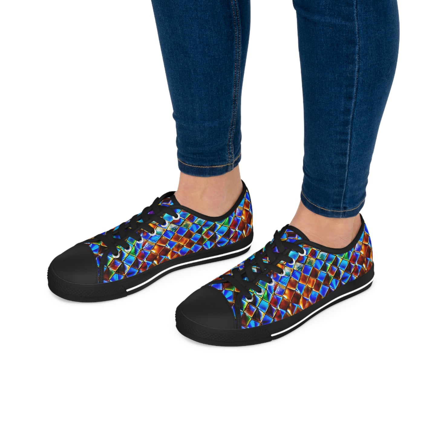 Mosaic Blue Women's Low Top Sneakers