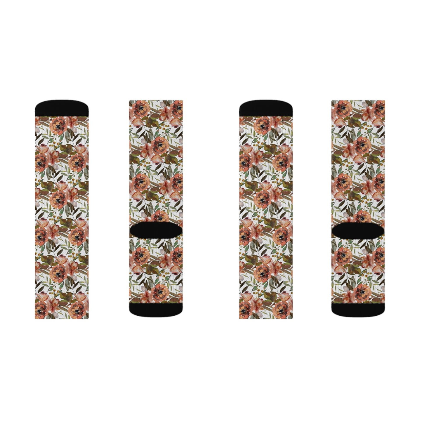 Brown Flower Sublimation Socks