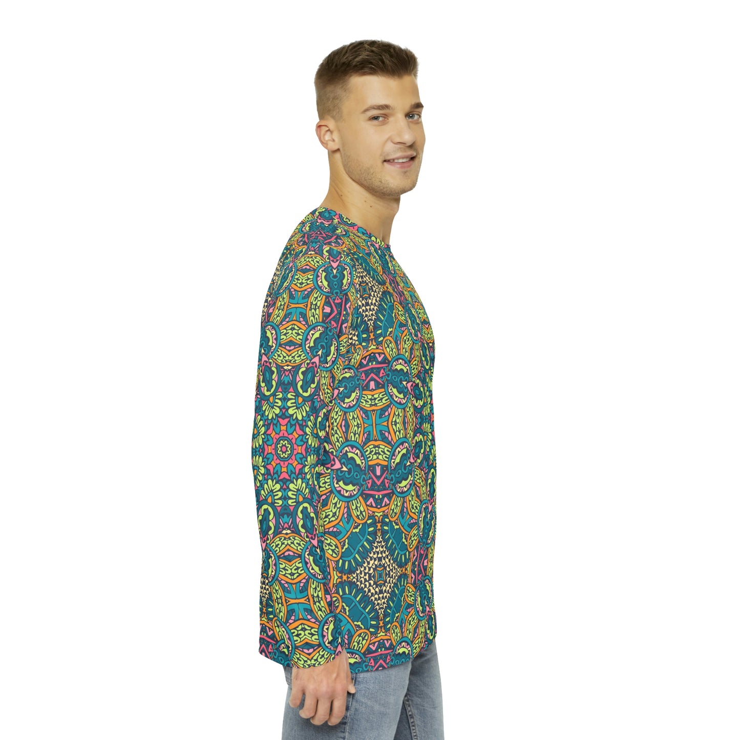 Mandala Green Men's Long Sleeve Shirt