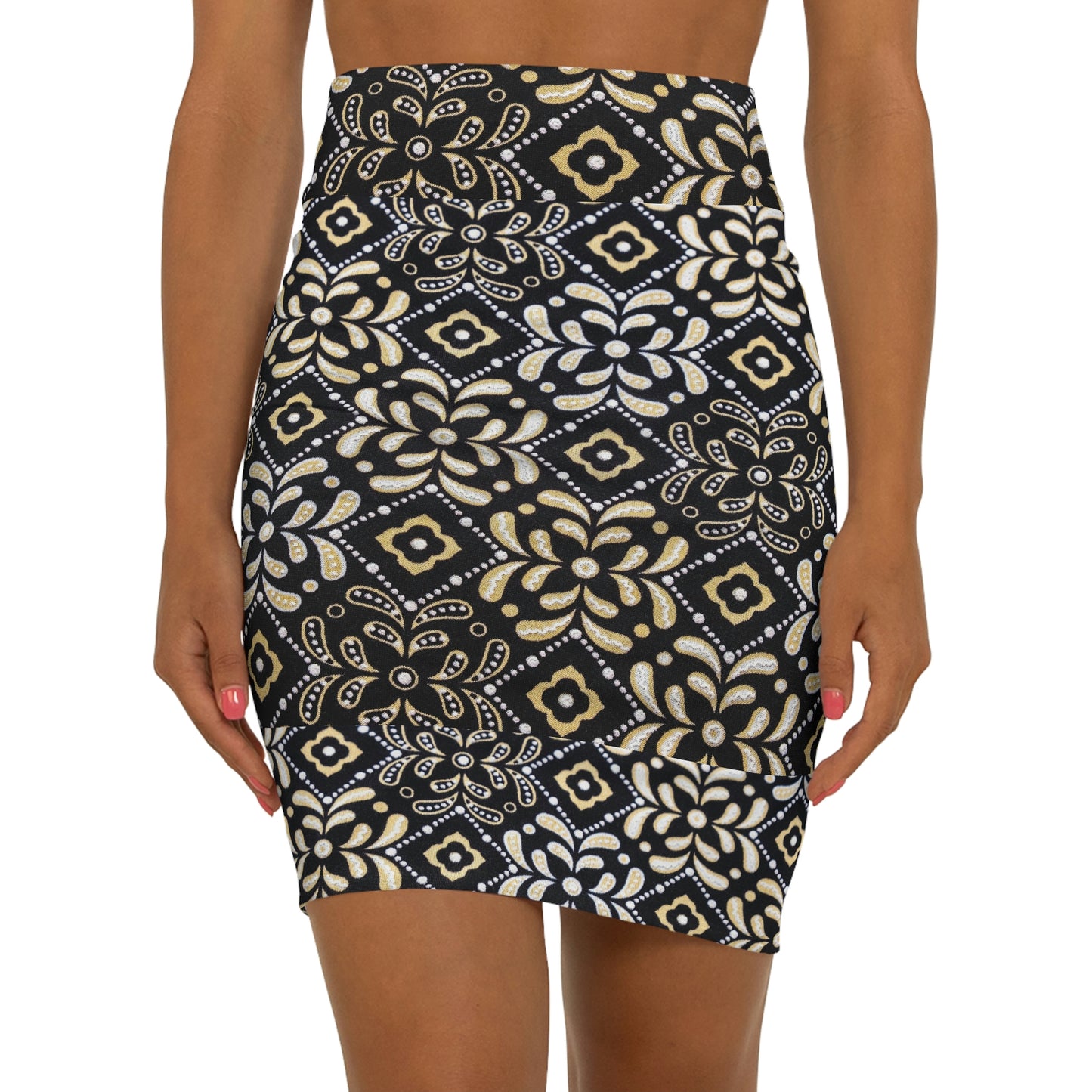 Black Floral Women's Mini Skirt