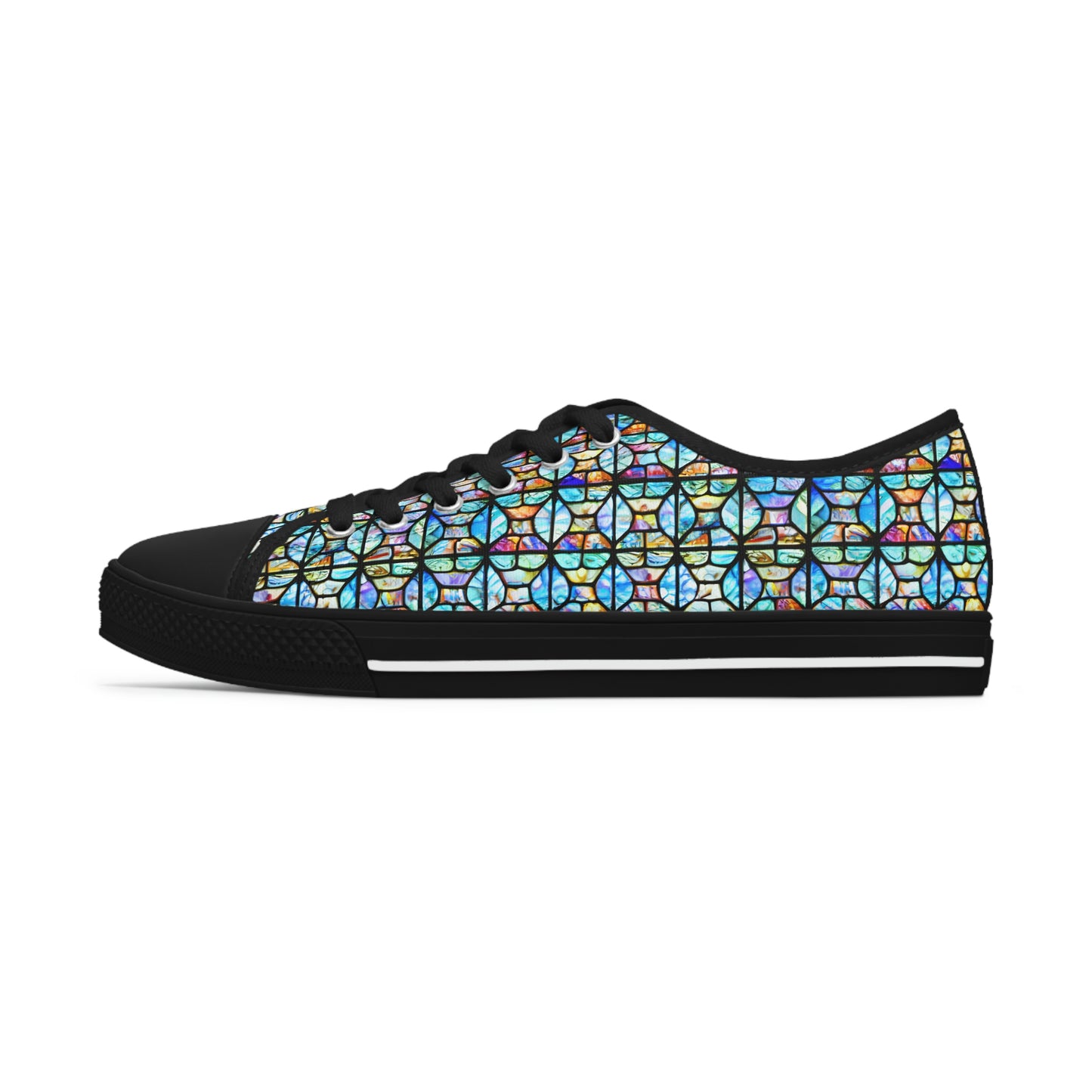 Mosaic Light Blue Women's Low Top Sneakers