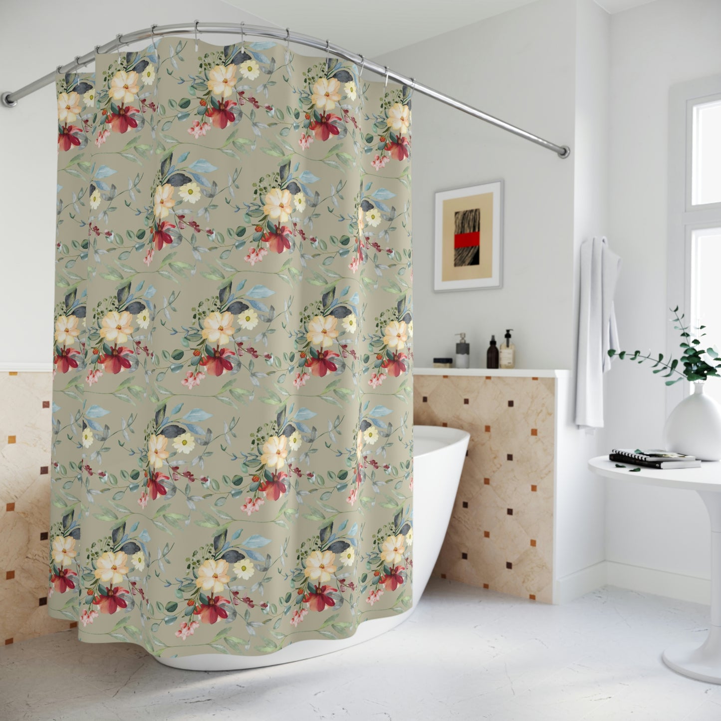 Flower Polyester Shower Curtain