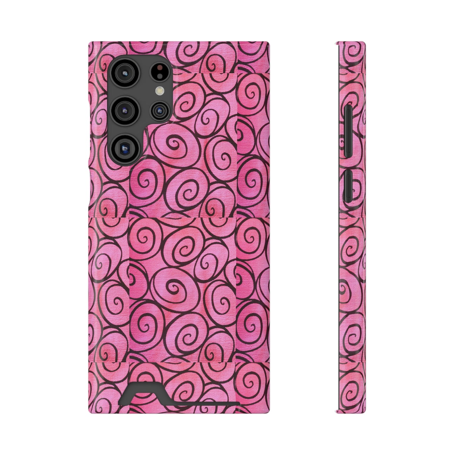 Pink Swirl Phone Case With Card Holder