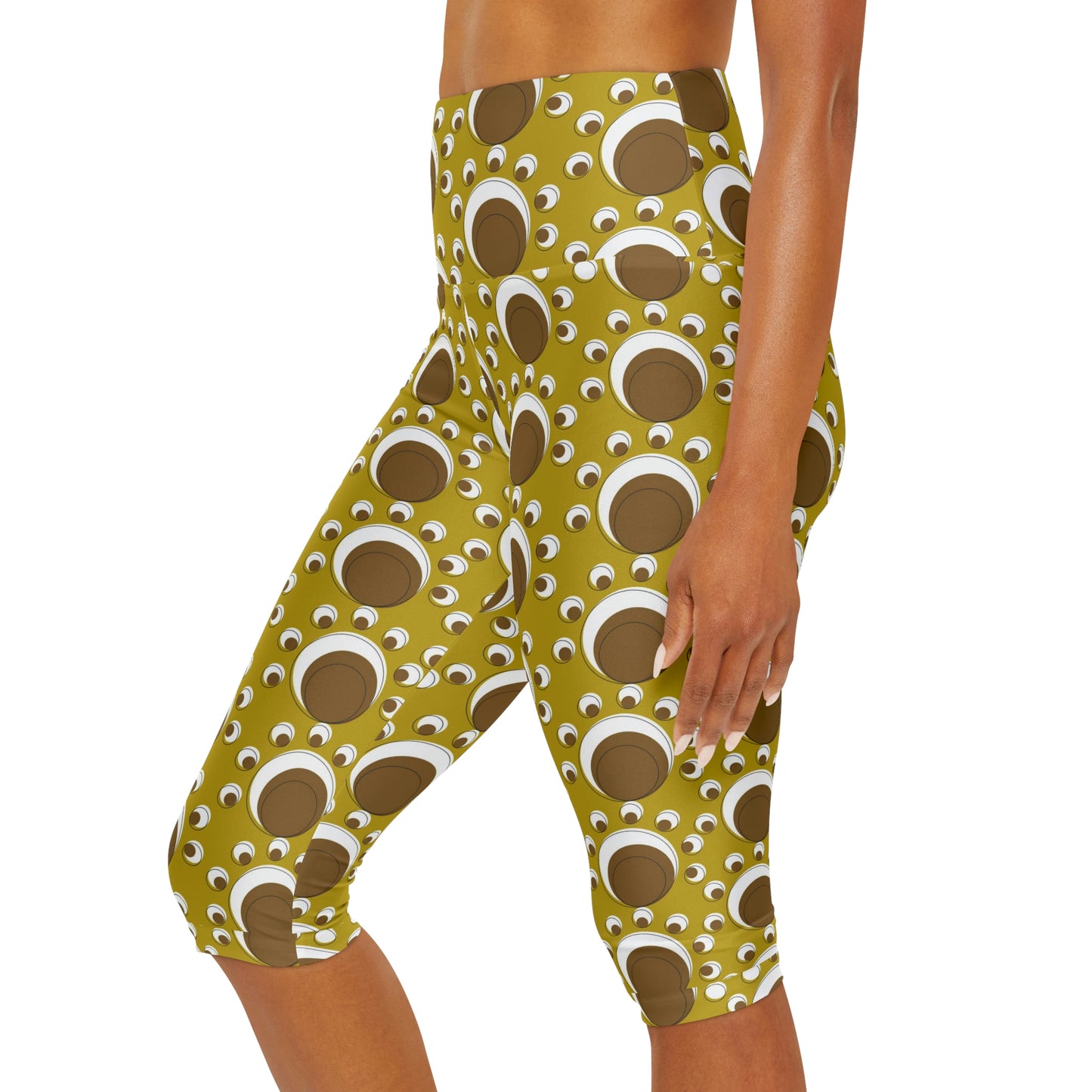 Brown Yellow Yoga Capri Leggings