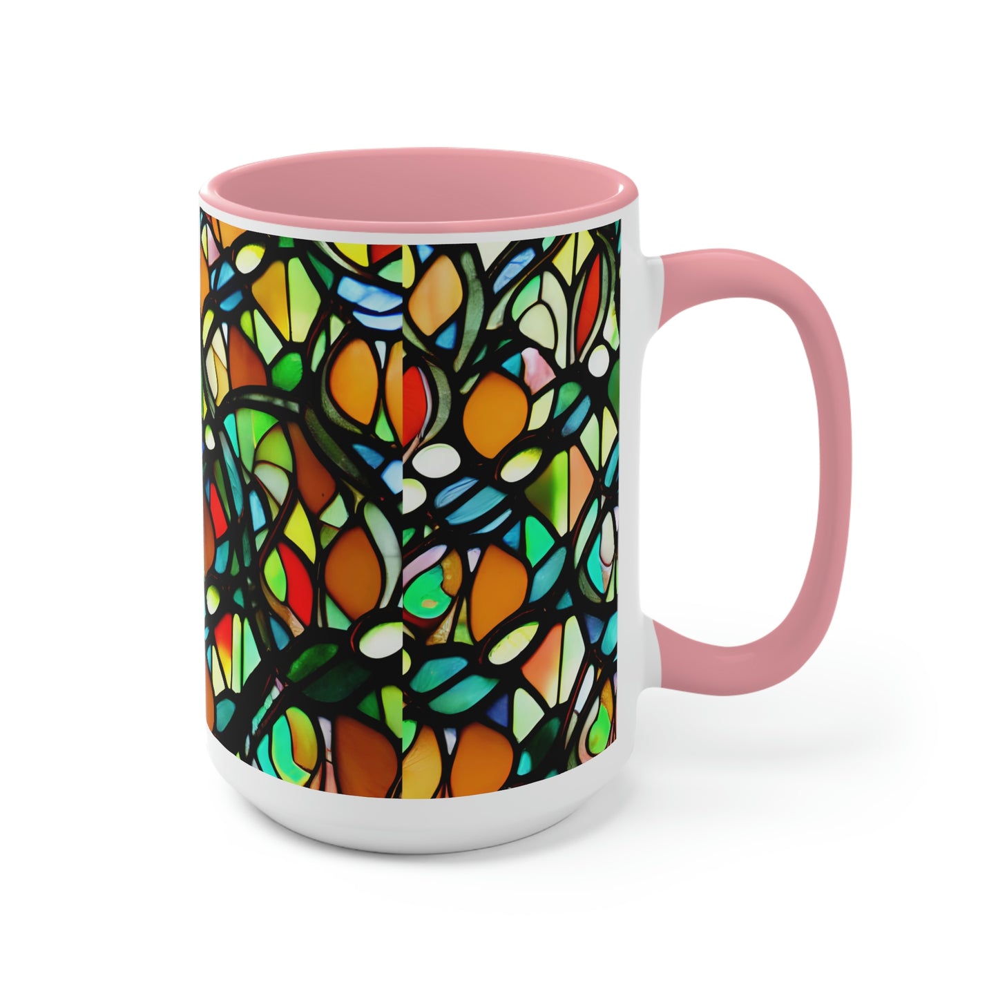 Mosaic Two-Tone Coffee Mugs, 15oz